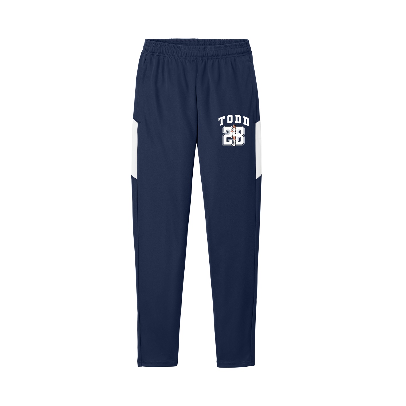 Team Travel Pant — Number in Navy/White