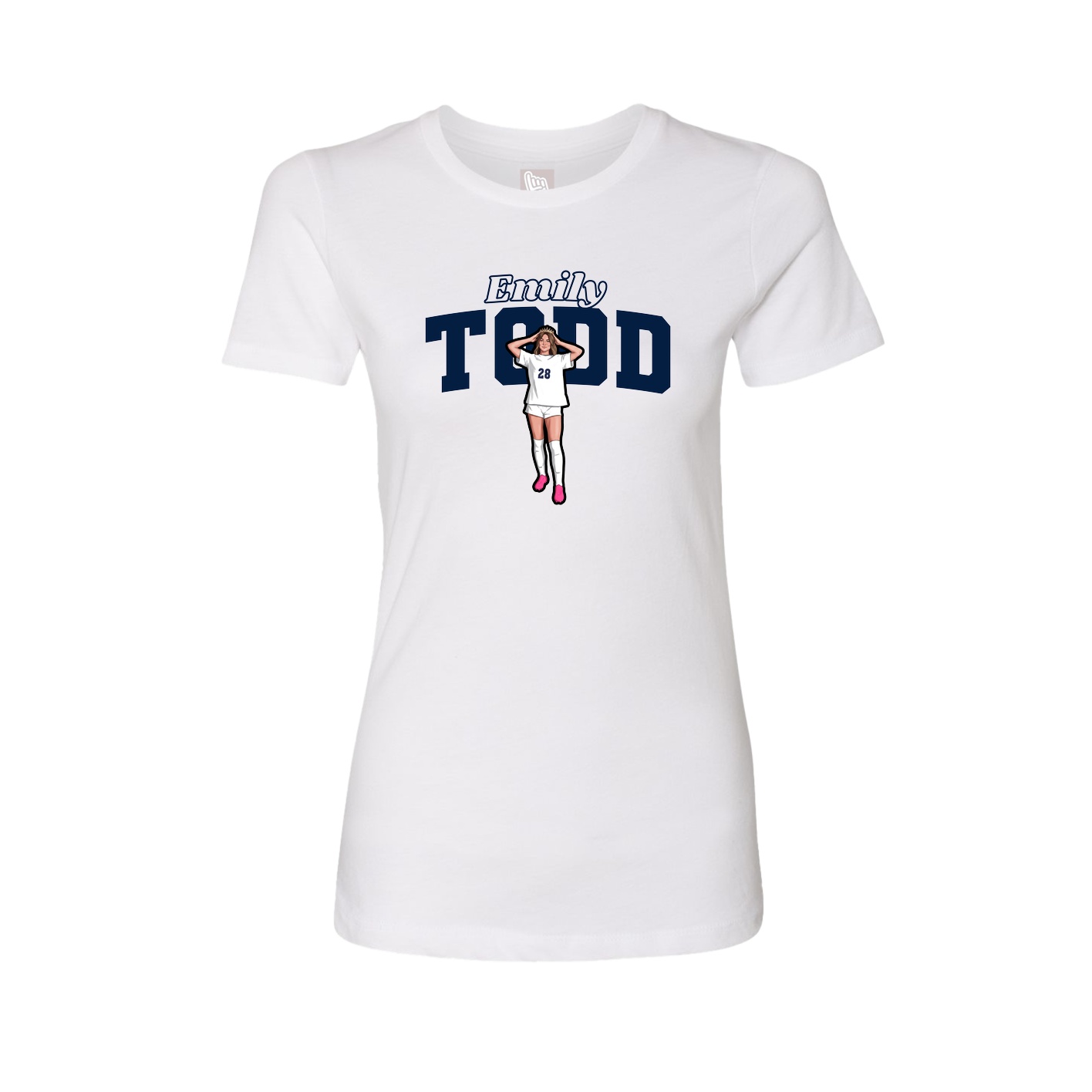 Fitted Women's Tee — Name Arch in White