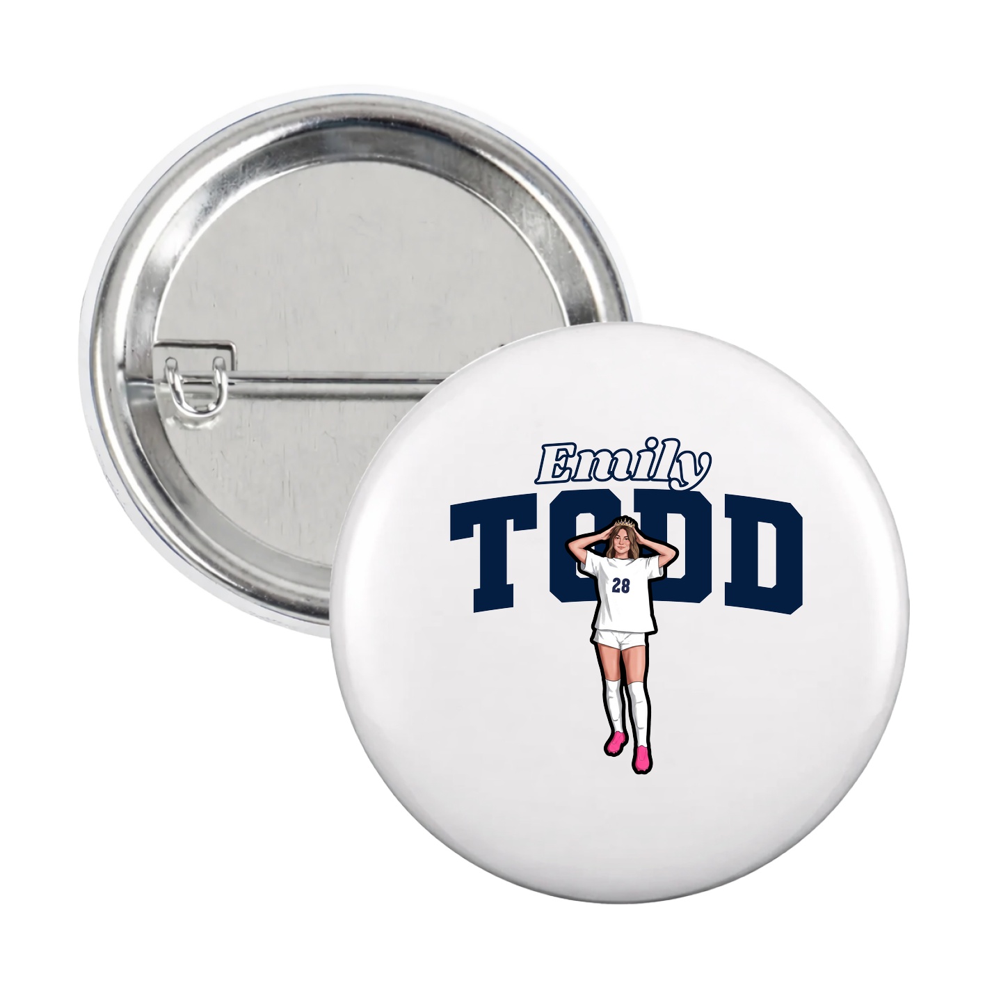 Game Day Button — Name Arch in White