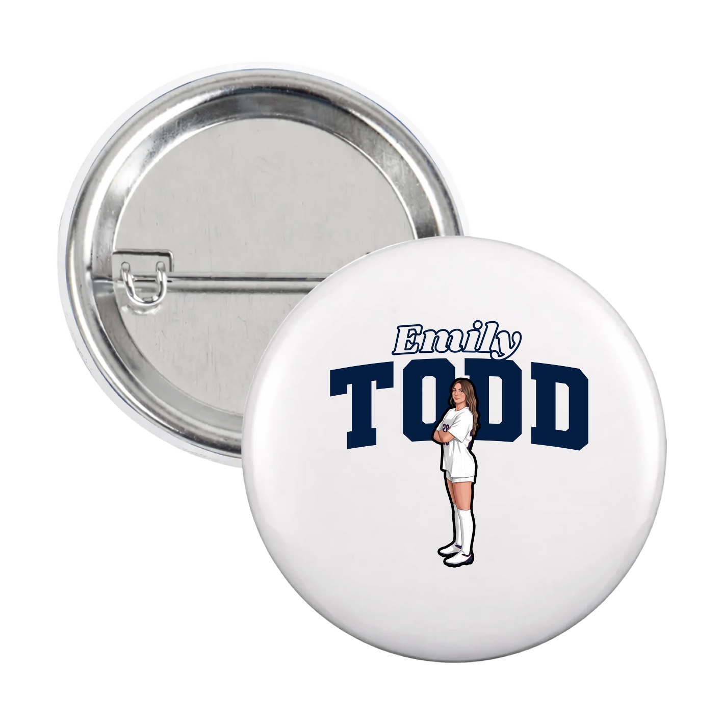 Game Day Button — Name Arch in White