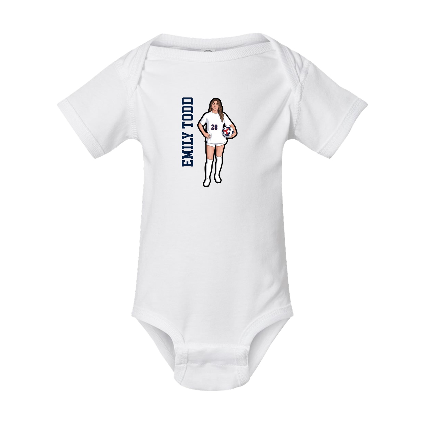 Baby Onesie — Name Vertical in White