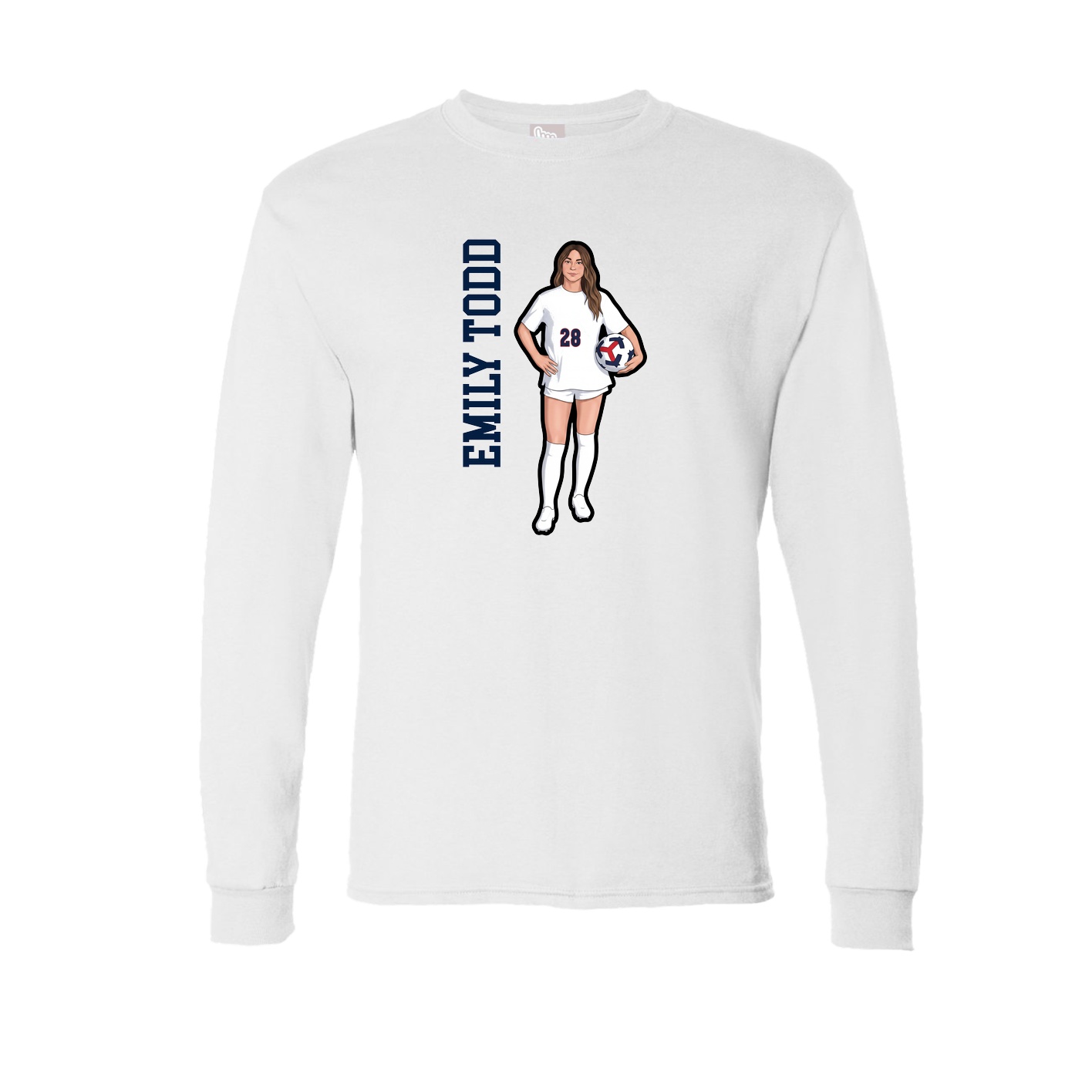 Long Sleeve Tee — Name Vertical in White