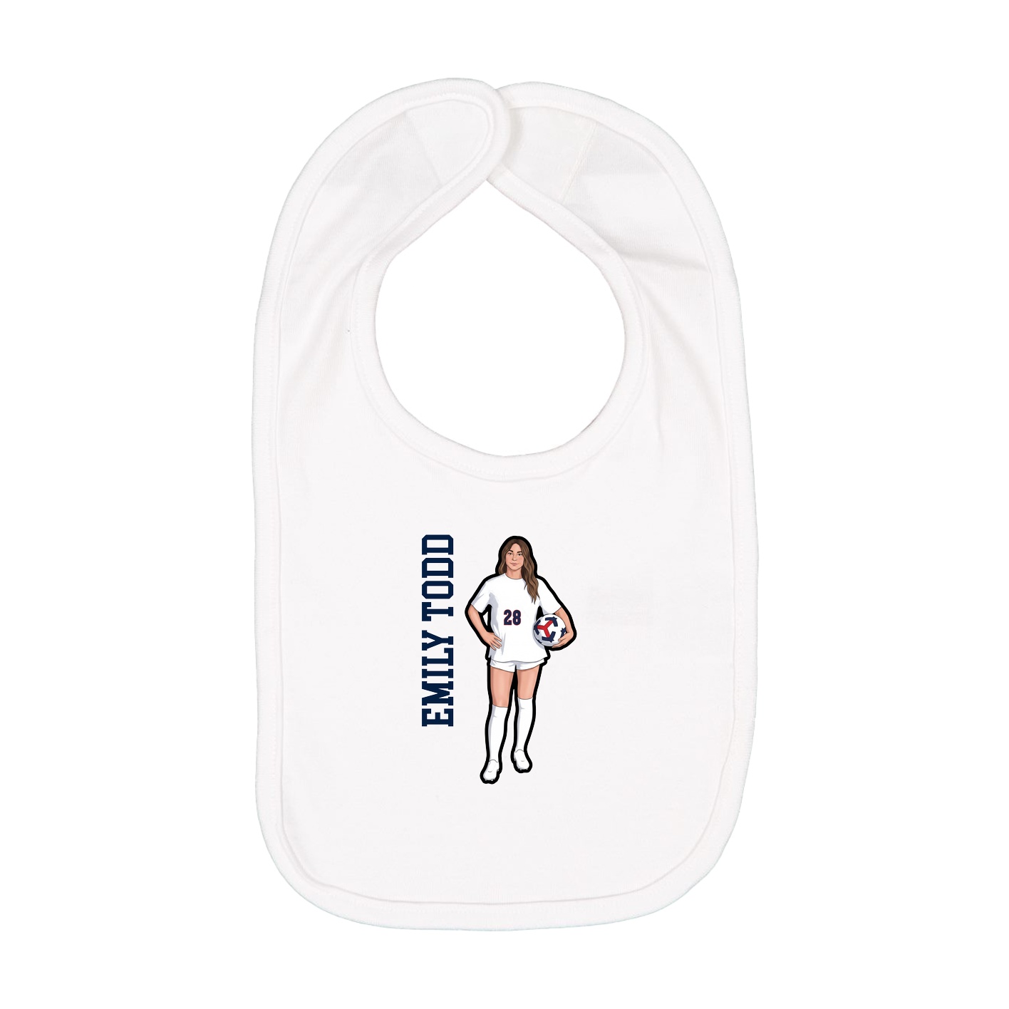 Infant Bib — Name Vertical in White