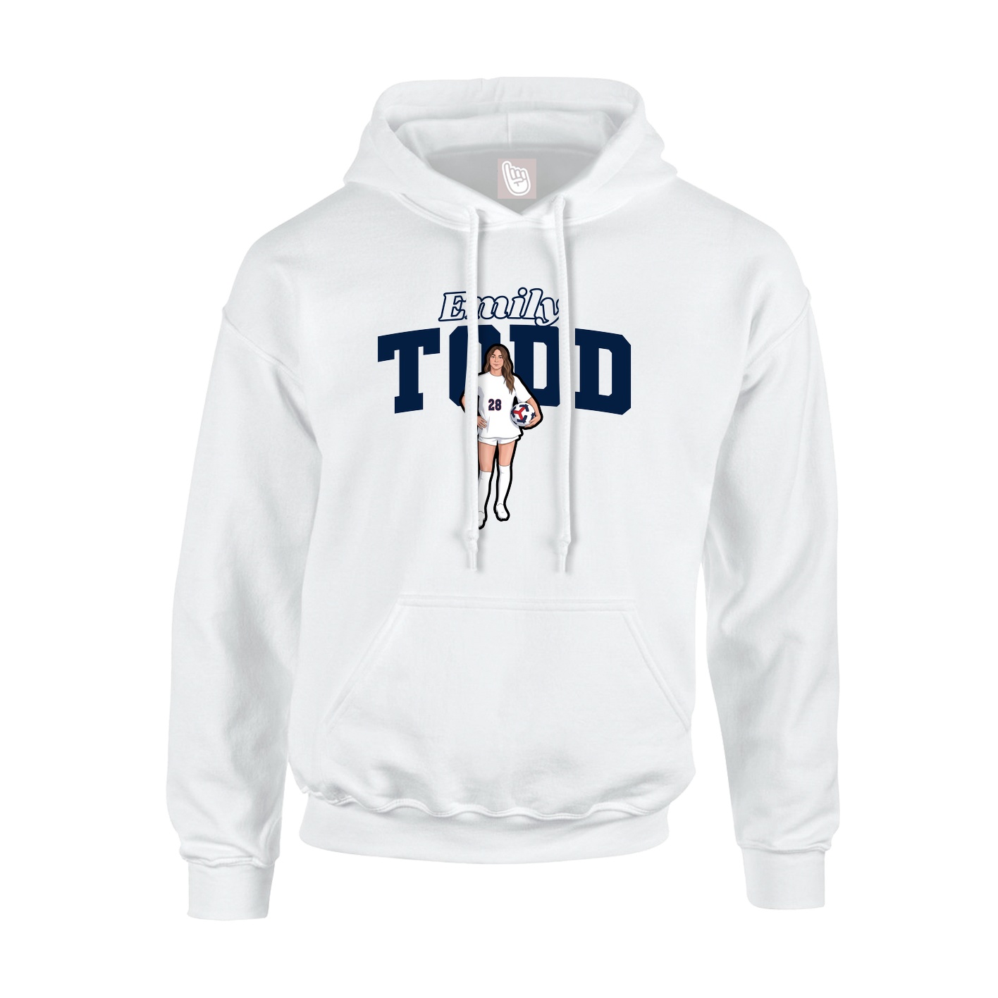 Youth Hoodie — Name Arch in White