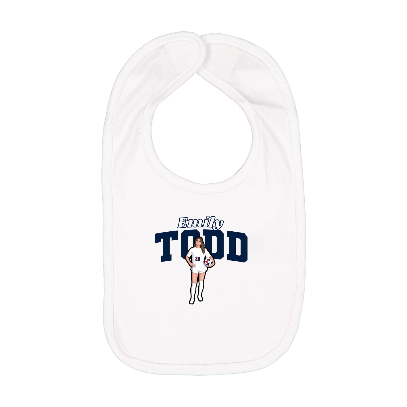 Infant Bib — Name Arch in White