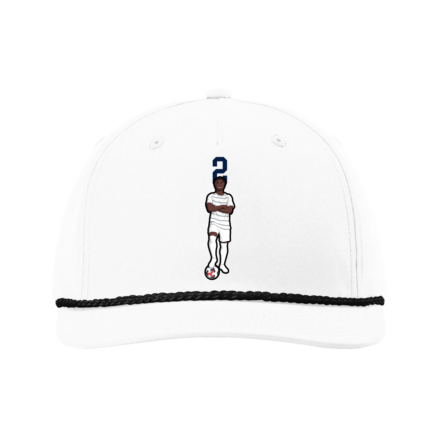 Five-Panel Classic Rope Cap — Number Top in White