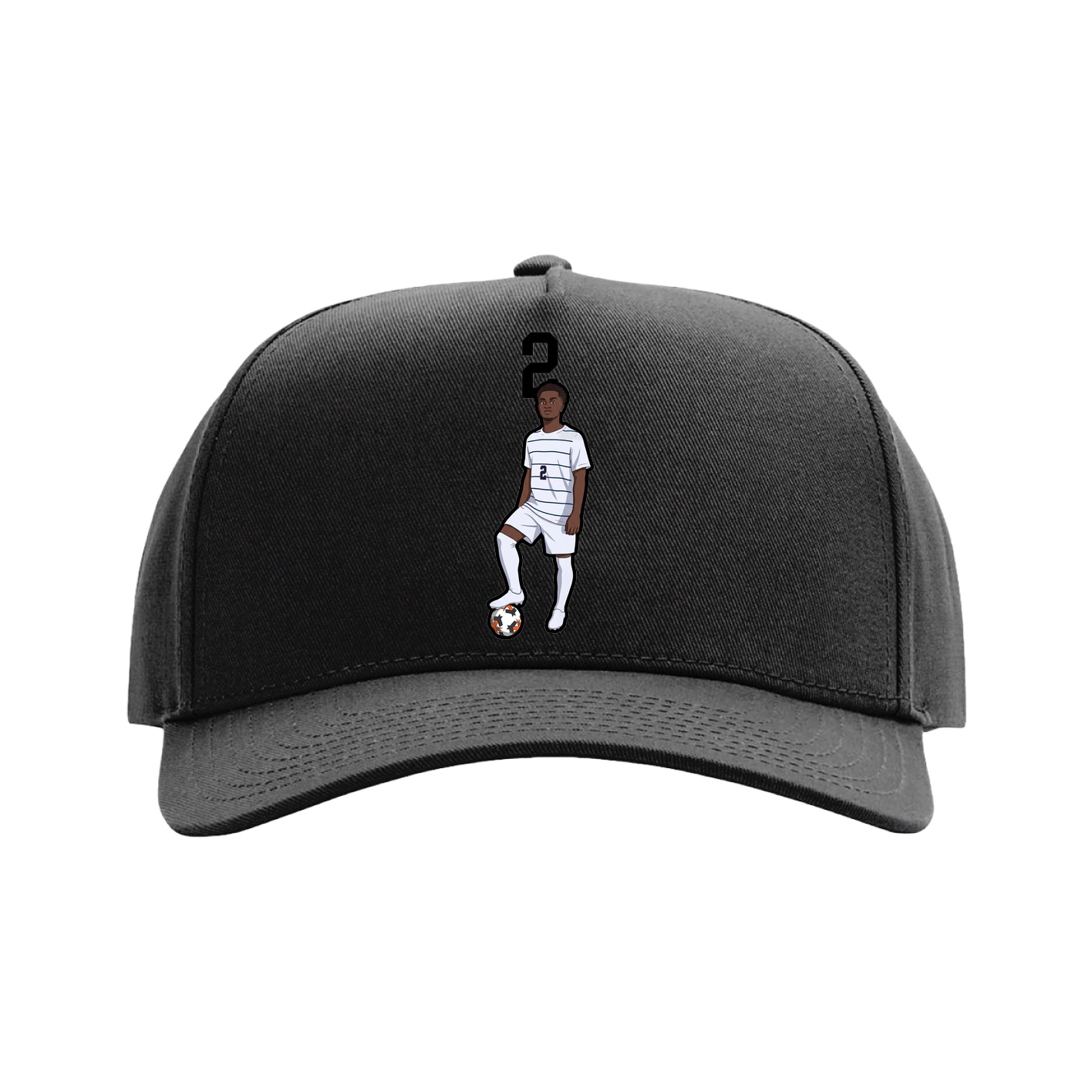 Full Fabric Five-Panel Champ Cap — Number Top in Black