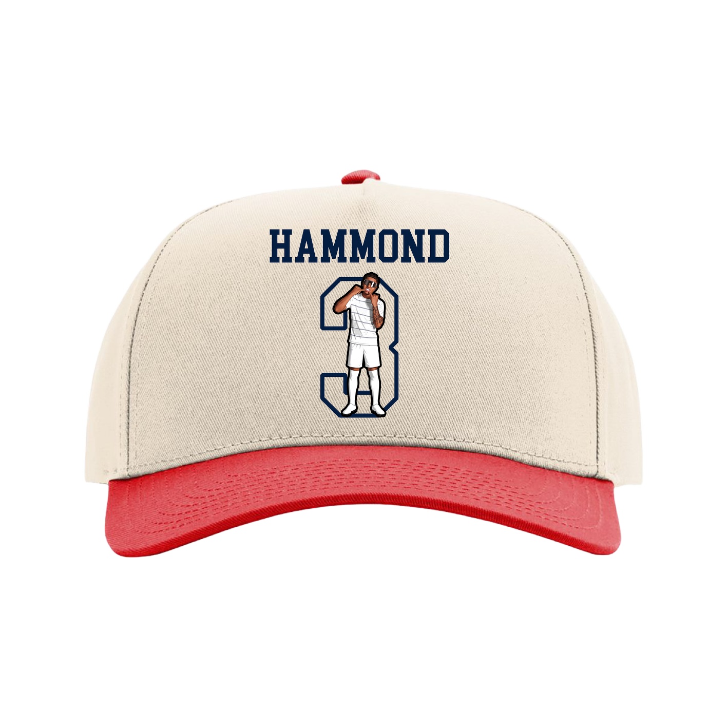 Full Fabric Five-Panel Champ Cap — Shirsey in Cream/Red