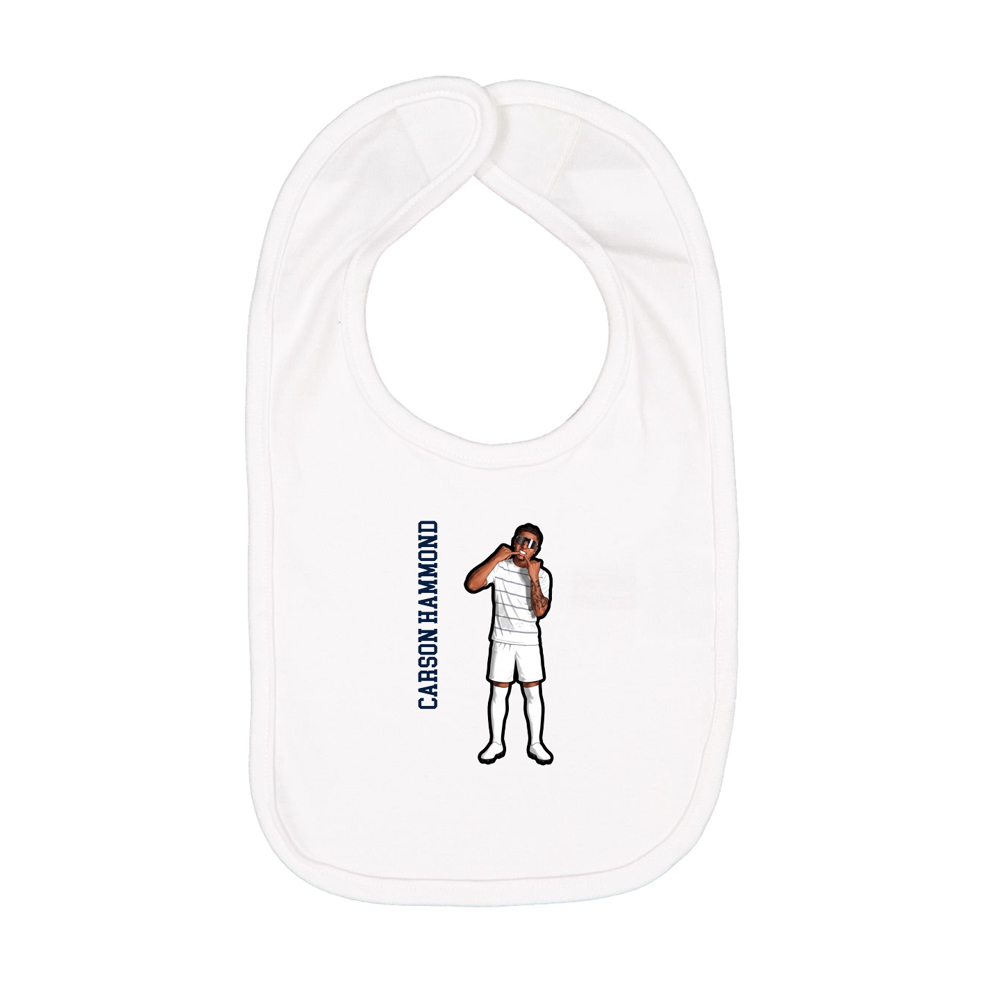 Infant Bib — Name Vertical in White