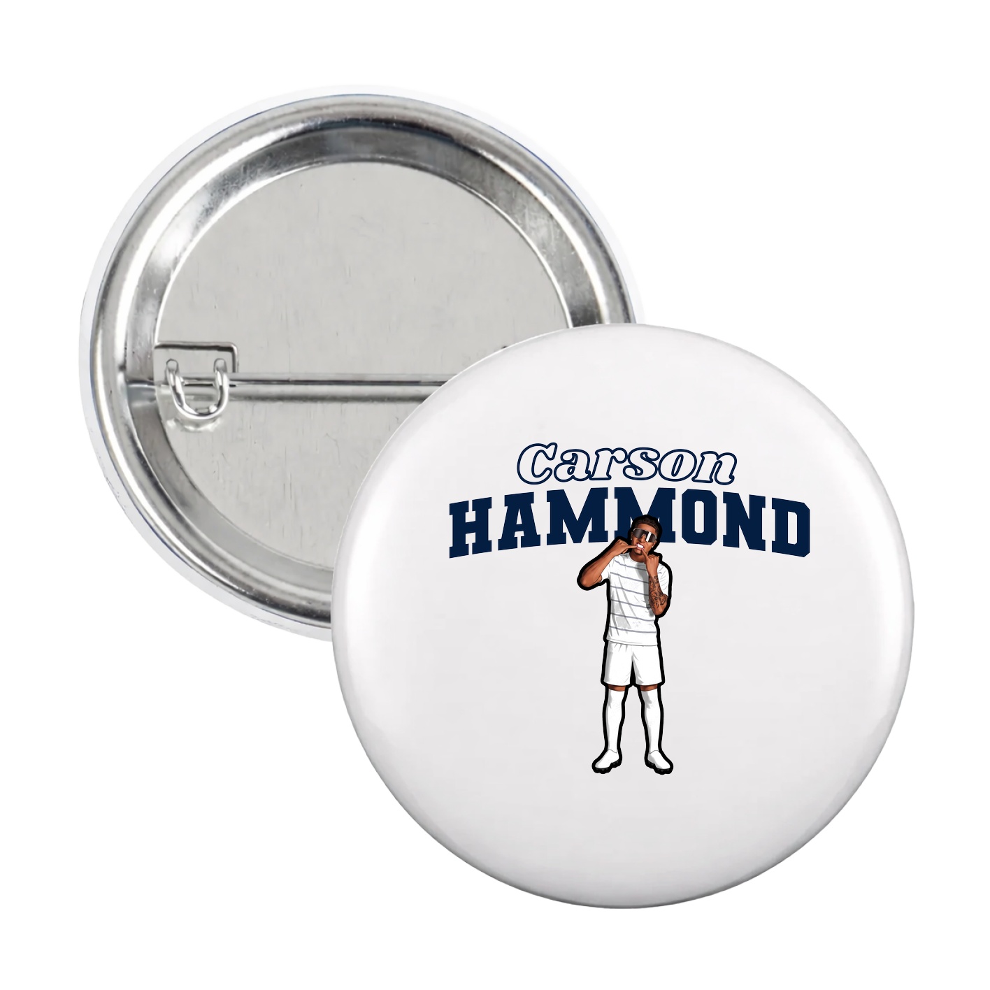 Game Day Button — Name Arch in White