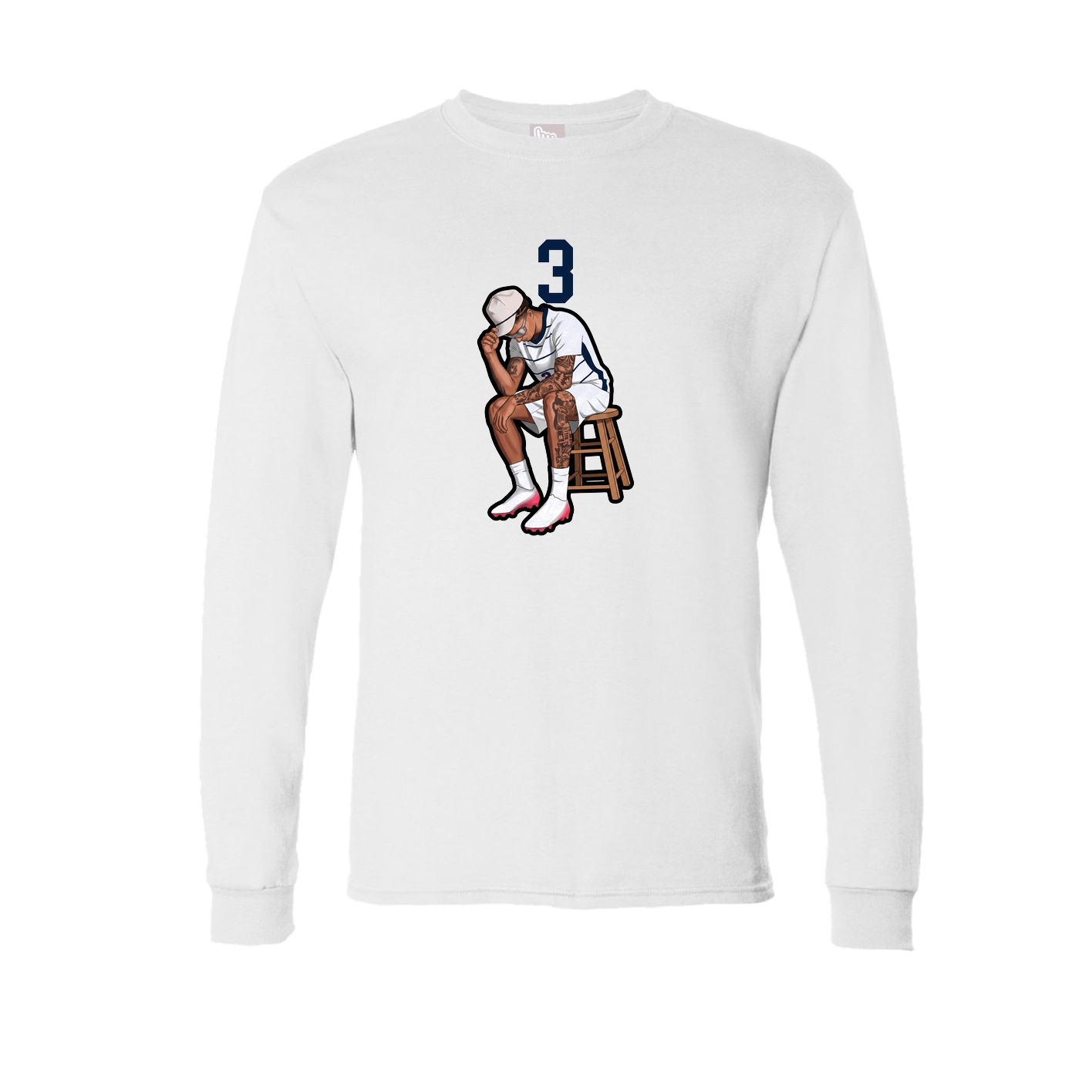 Long Sleeve Tee — Number Top in White