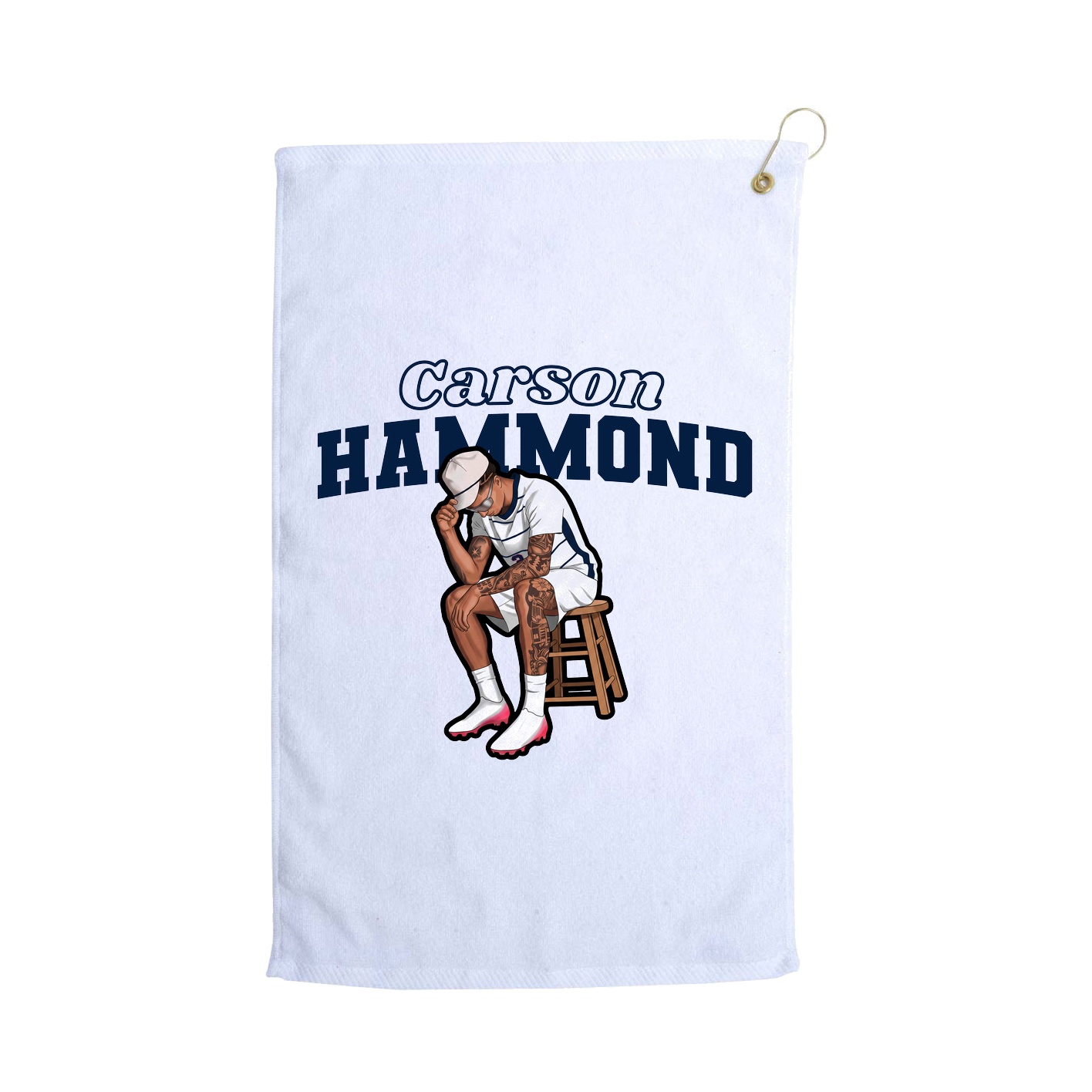 Golf Towel — Name Arch in White