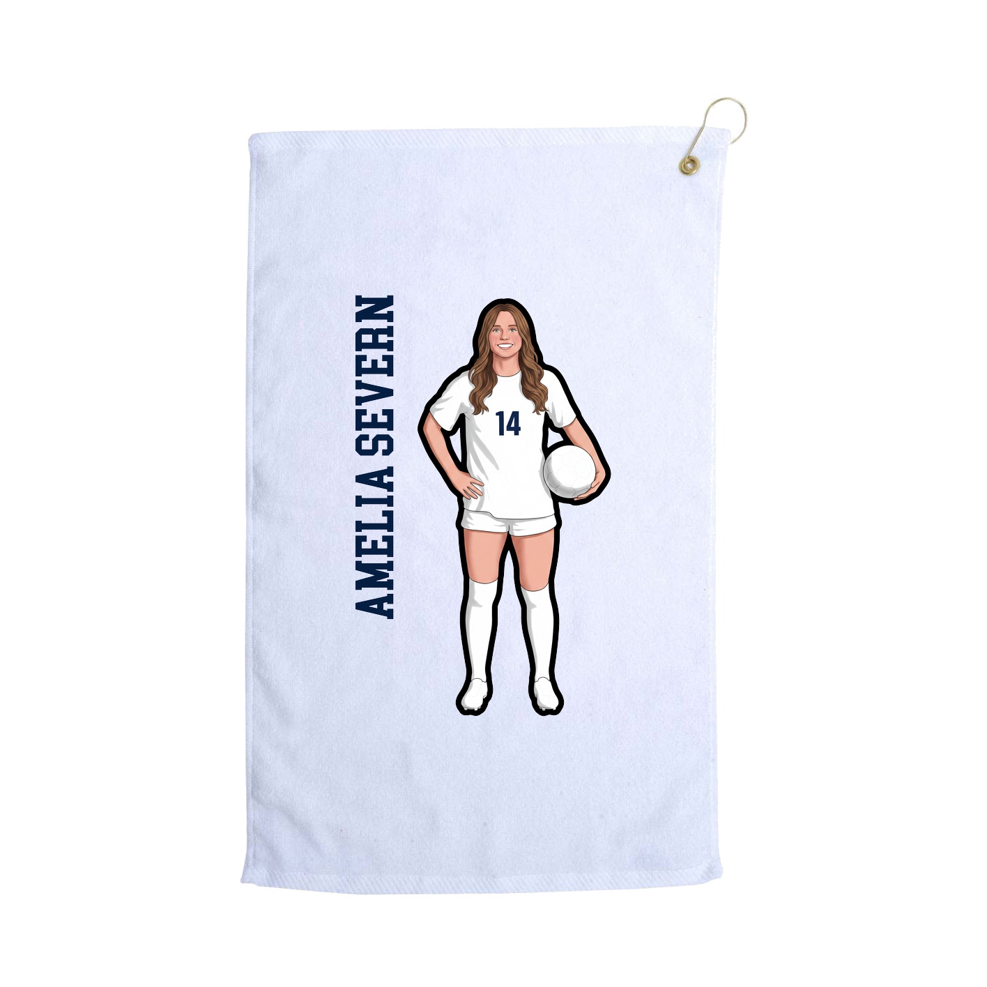 Golf Towel — Name Vertical in White