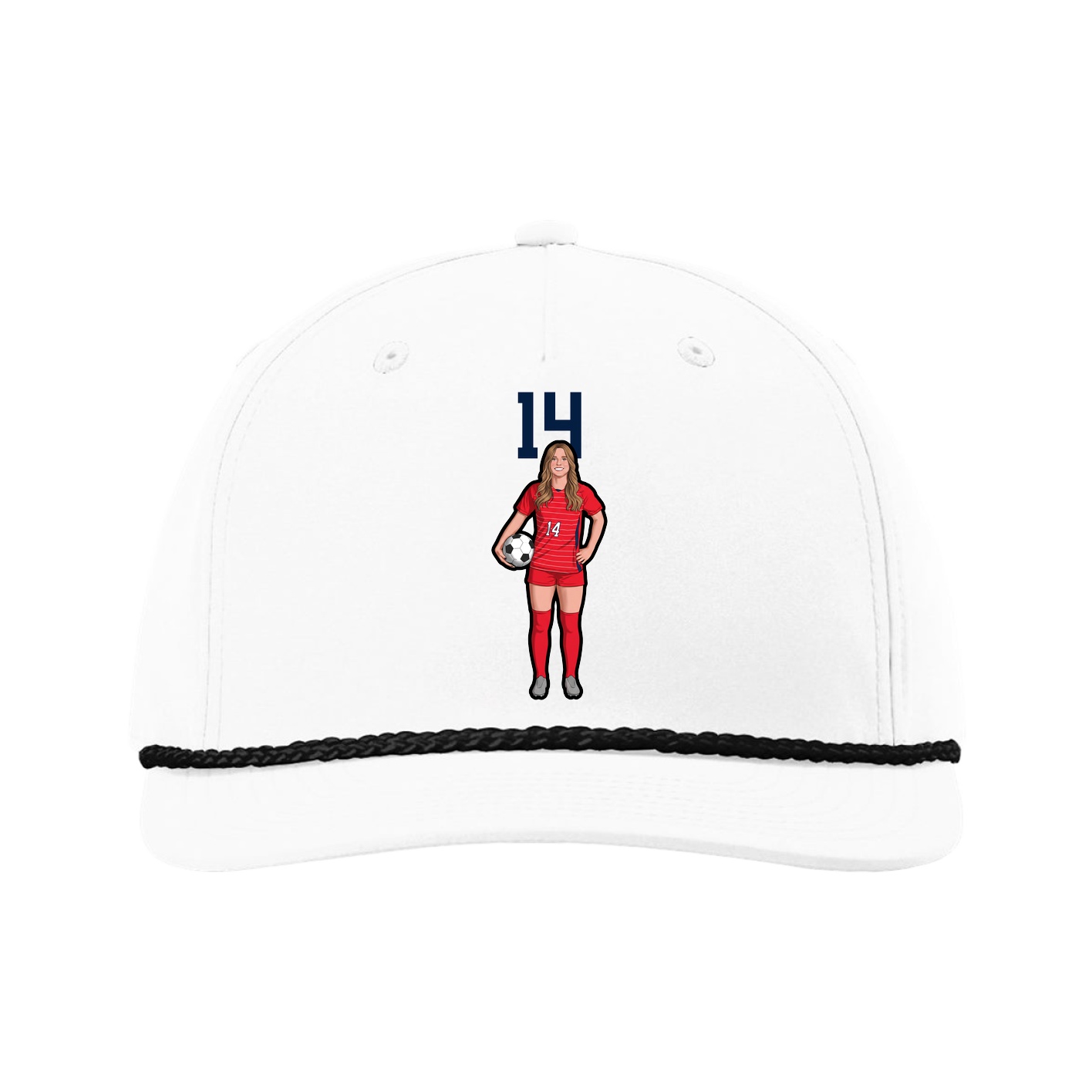 Five-Panel Classic Rope Cap — Number Top in White