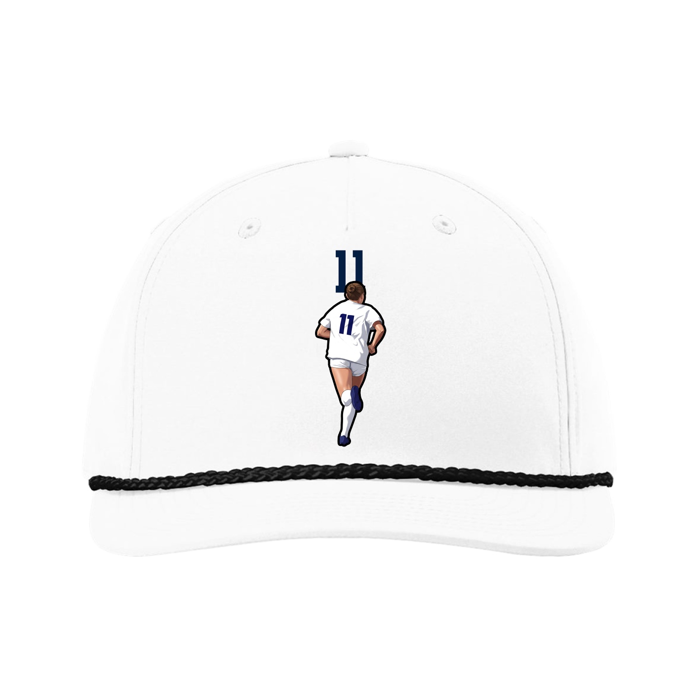 Five-Panel Classic Rope Cap — Number Top in White