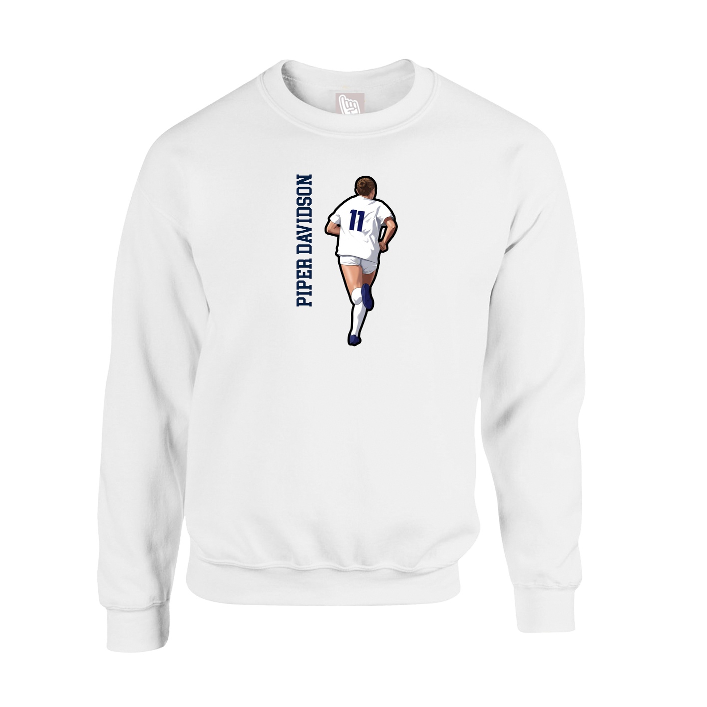 Fleece Crew — Name Vertical in White