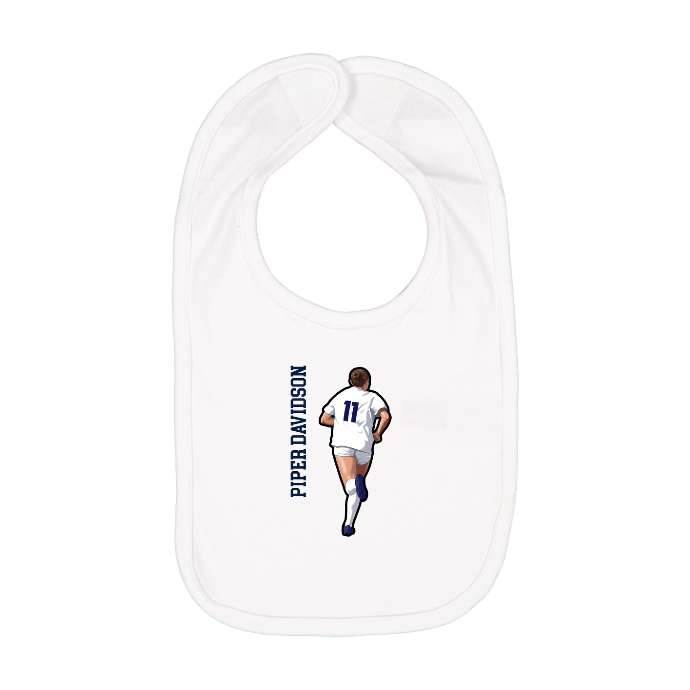 Infant Bib — Name Vertical in White