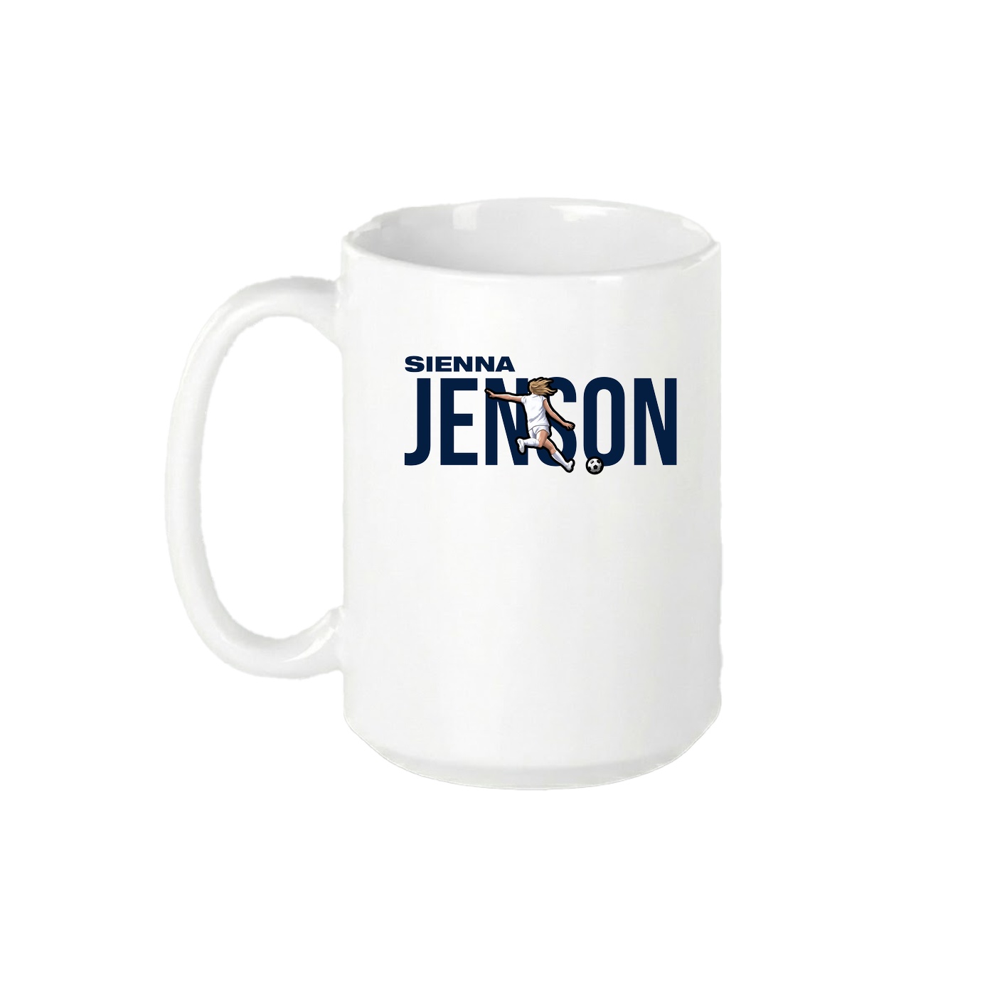 15oz Coffee Mug — Player Name in White