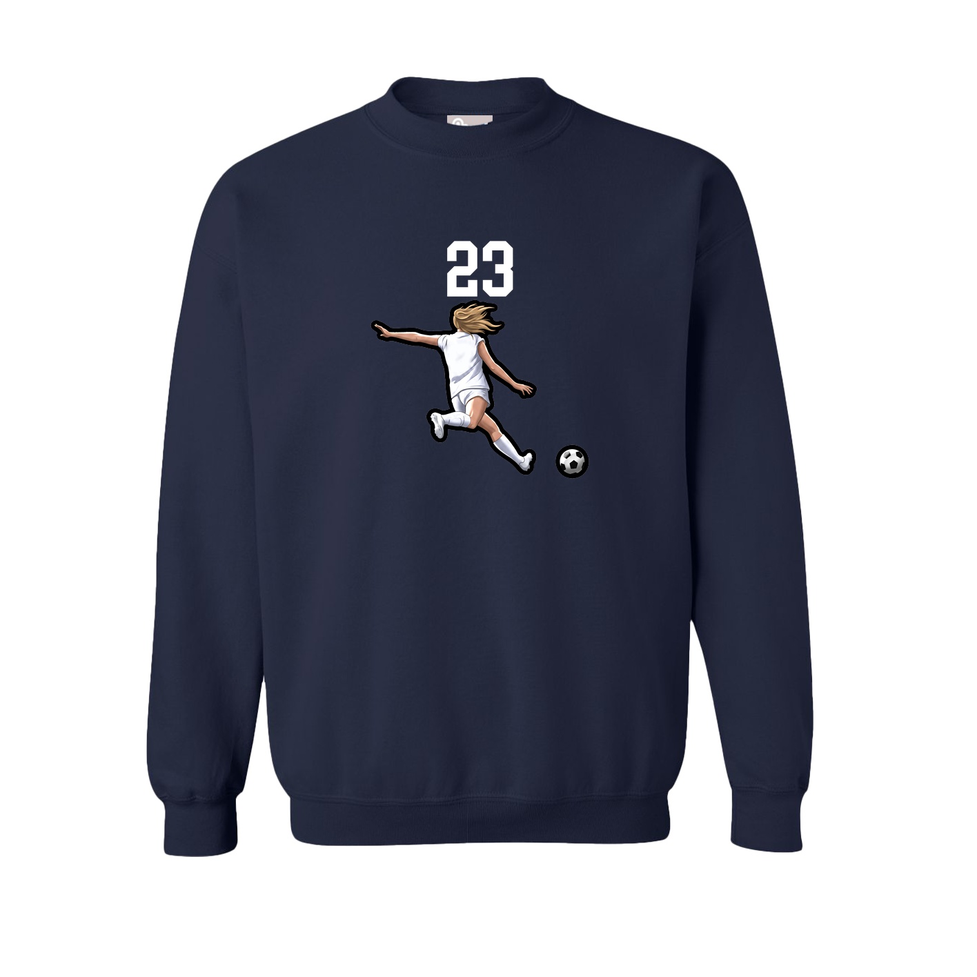 Fleece Crew — Number Top in Navy