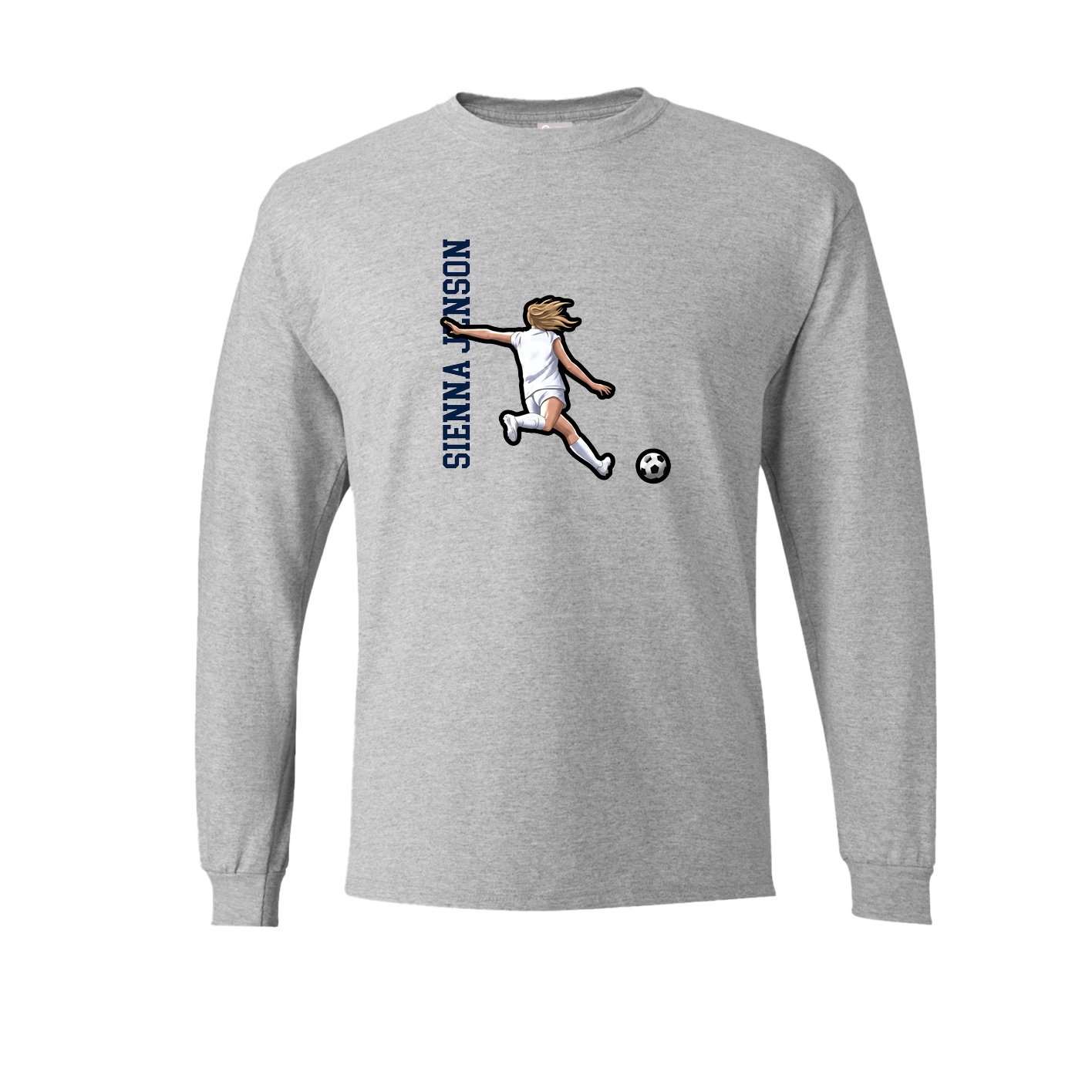 Long Sleeve Tee — Name Vertical in Grey