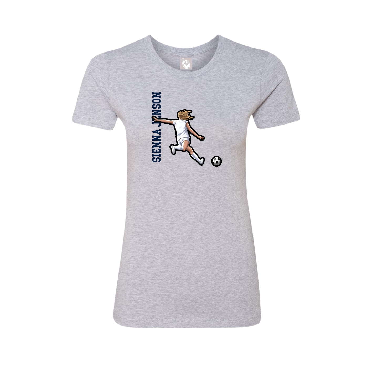 Fitted Women's Tee — Name Vertical in Grey