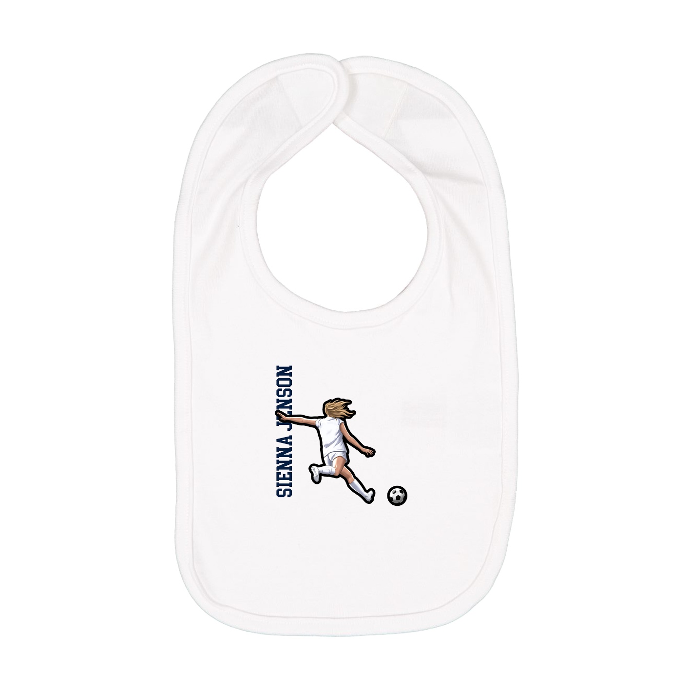 Infant Bib — Name Vertical in White