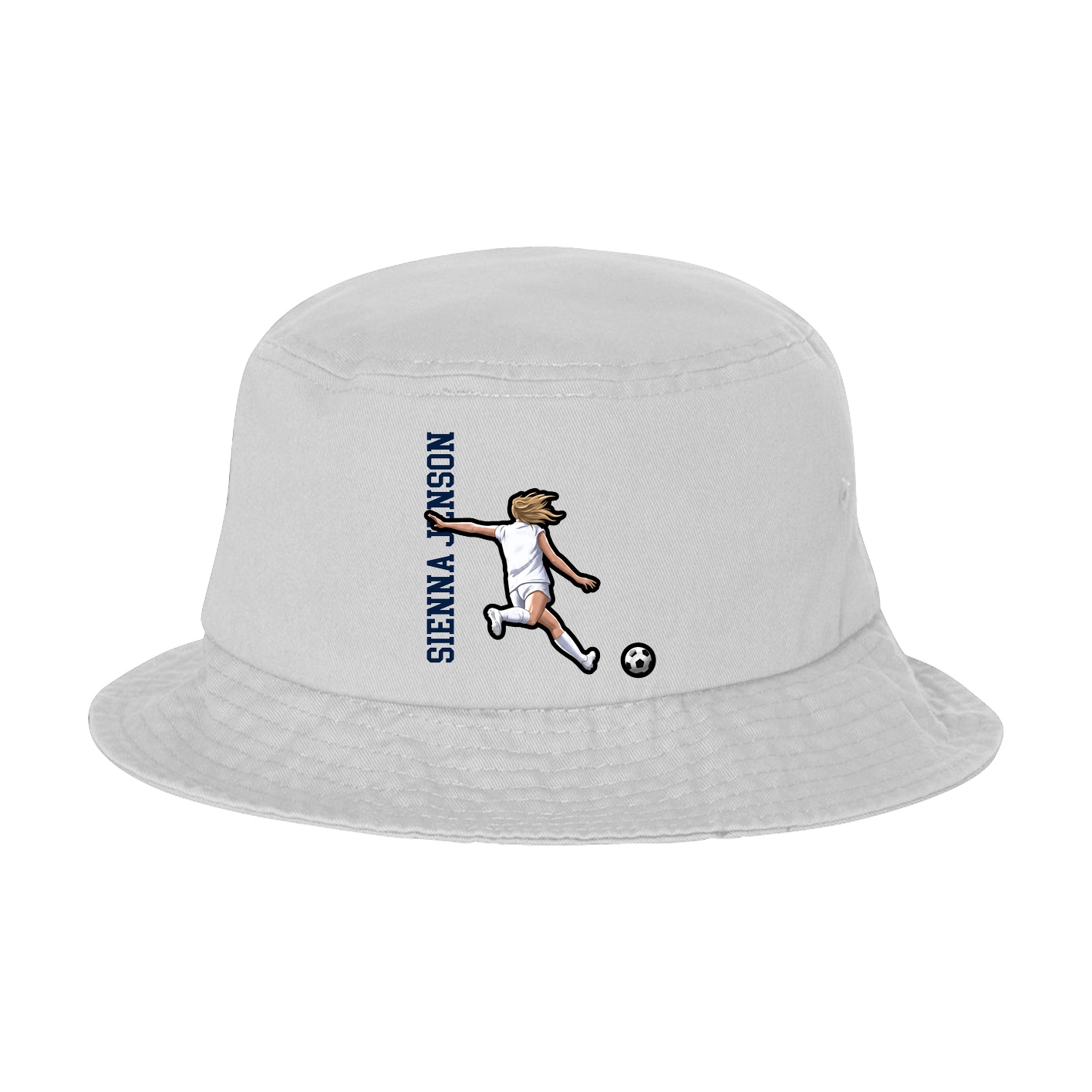 Bucket Cap — Name Vertical in White