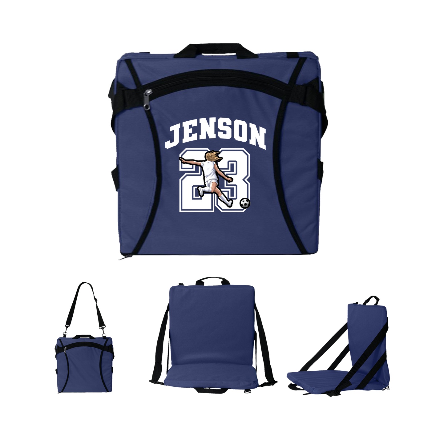 Folding Stadium Seat — Number in Navy