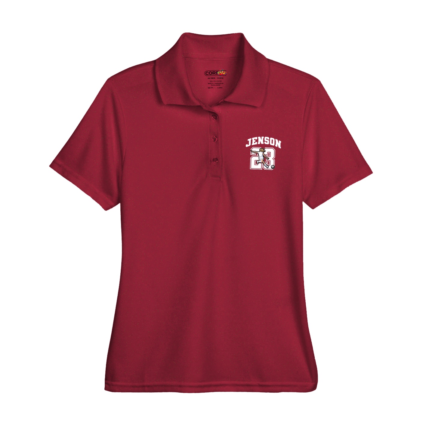 Womens Performance Polo — Number in Red