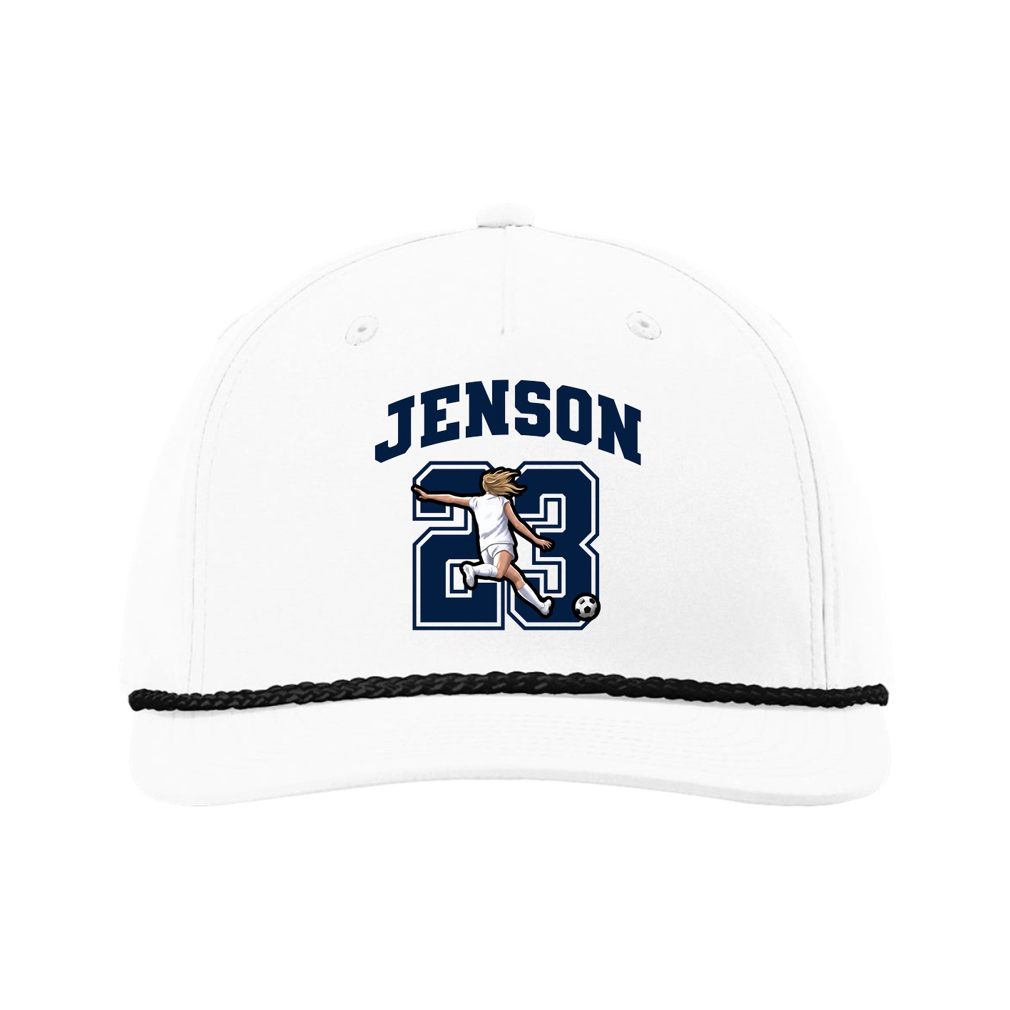 Five-Panel Classic Rope Cap — Number in White