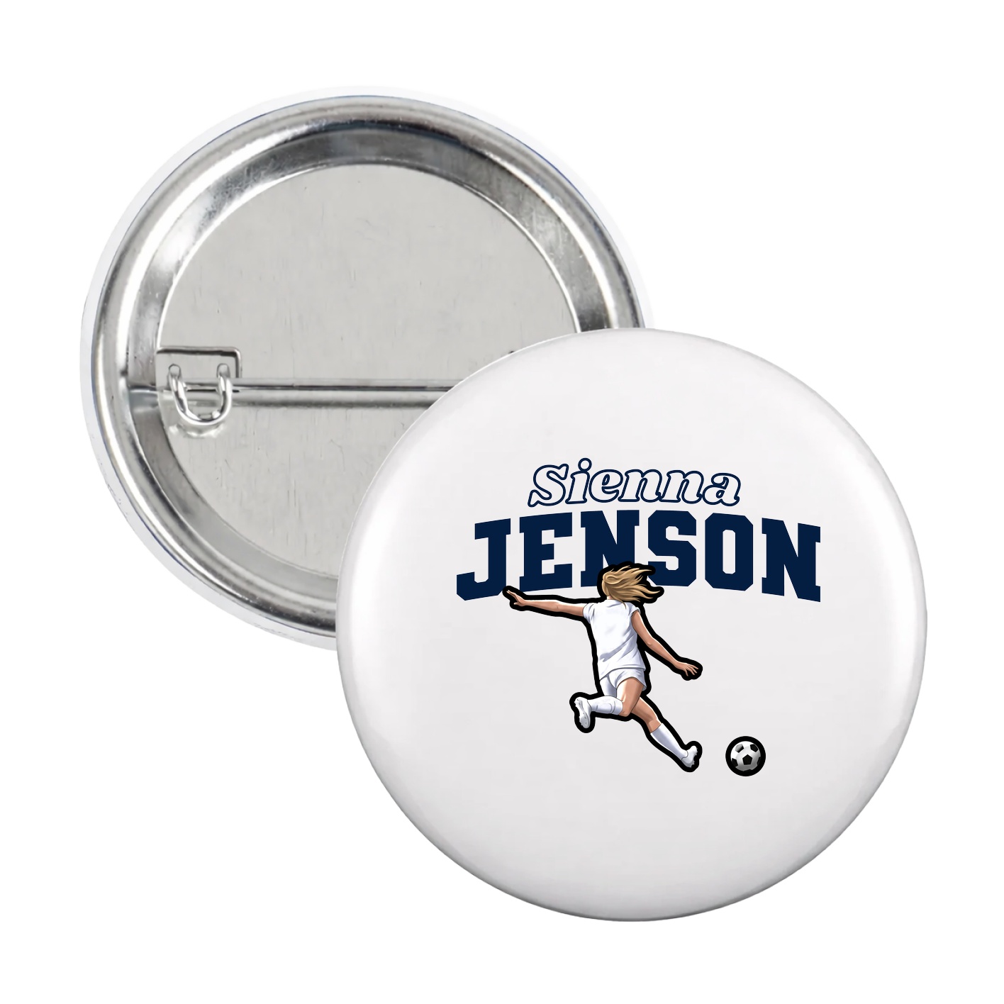 Game Day Button — Name Arch in White