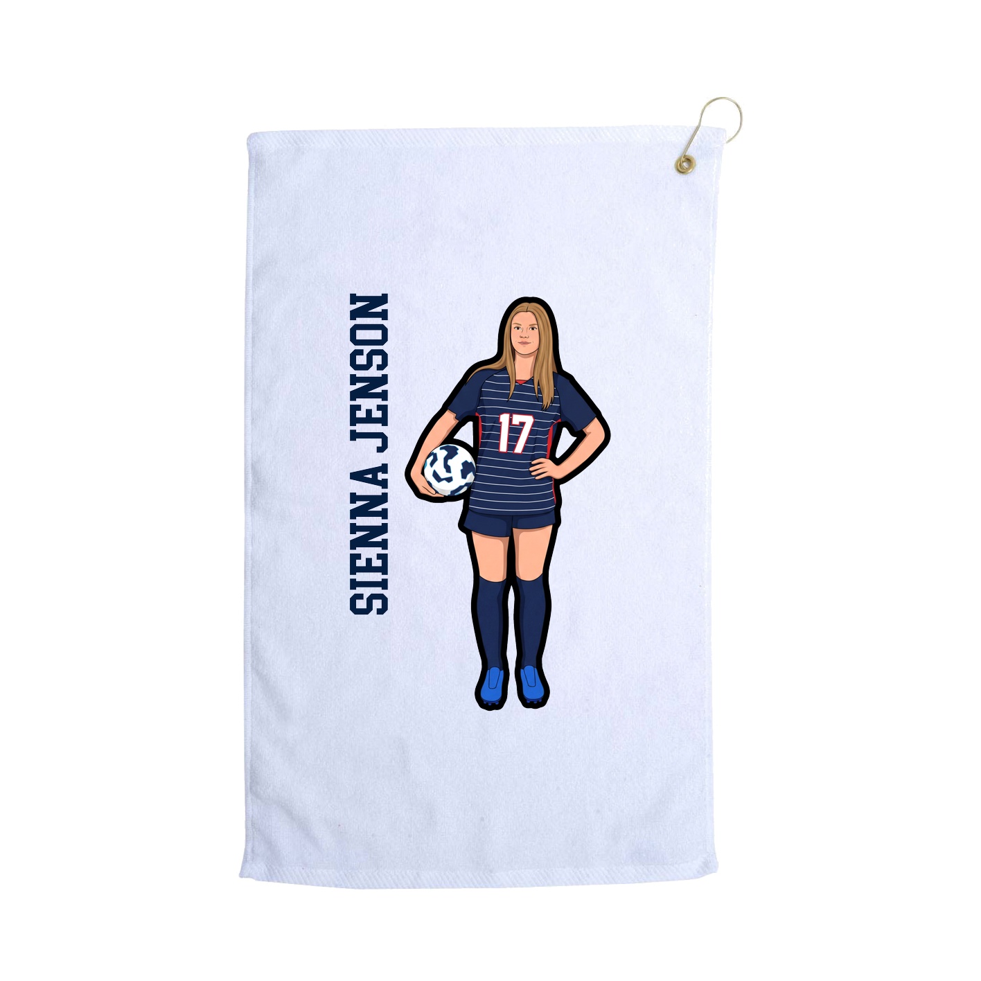 Golf Towel — Name Vertical in White
