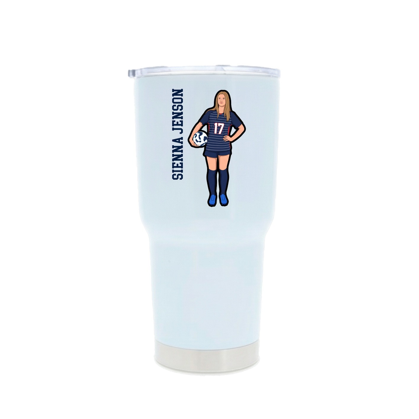 30oz Stainless Steel Tumbler — Name Vertical in White