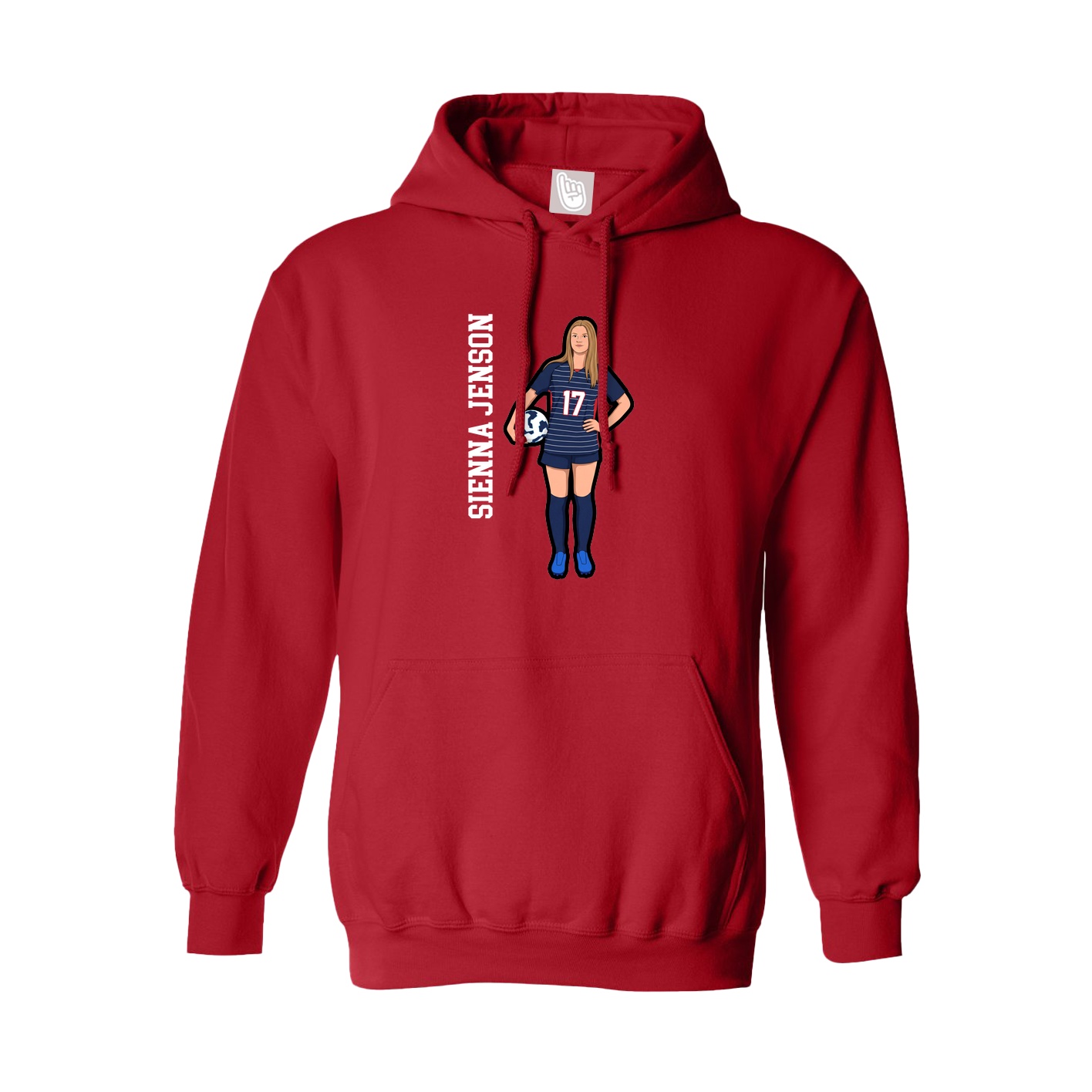 Hoodie — Name Vertical in Red