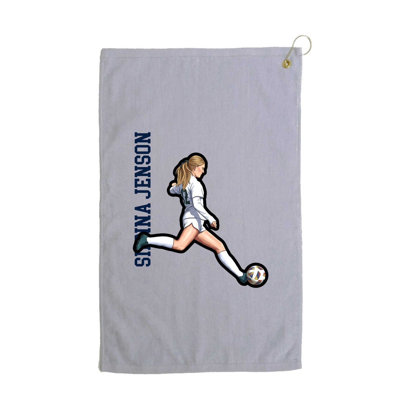 Golf Towel — Name Vertical in Grey