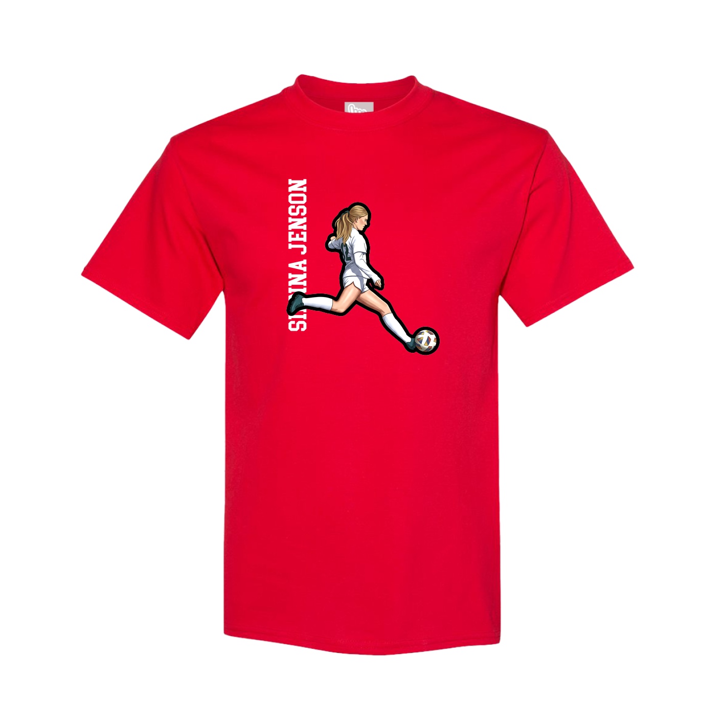 Tee — Name Vertical in Red