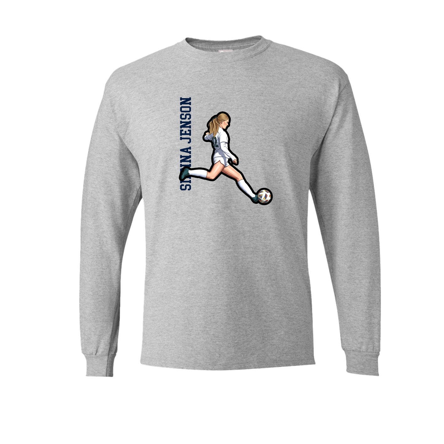 Long Sleeve Tee — Name Vertical in Grey