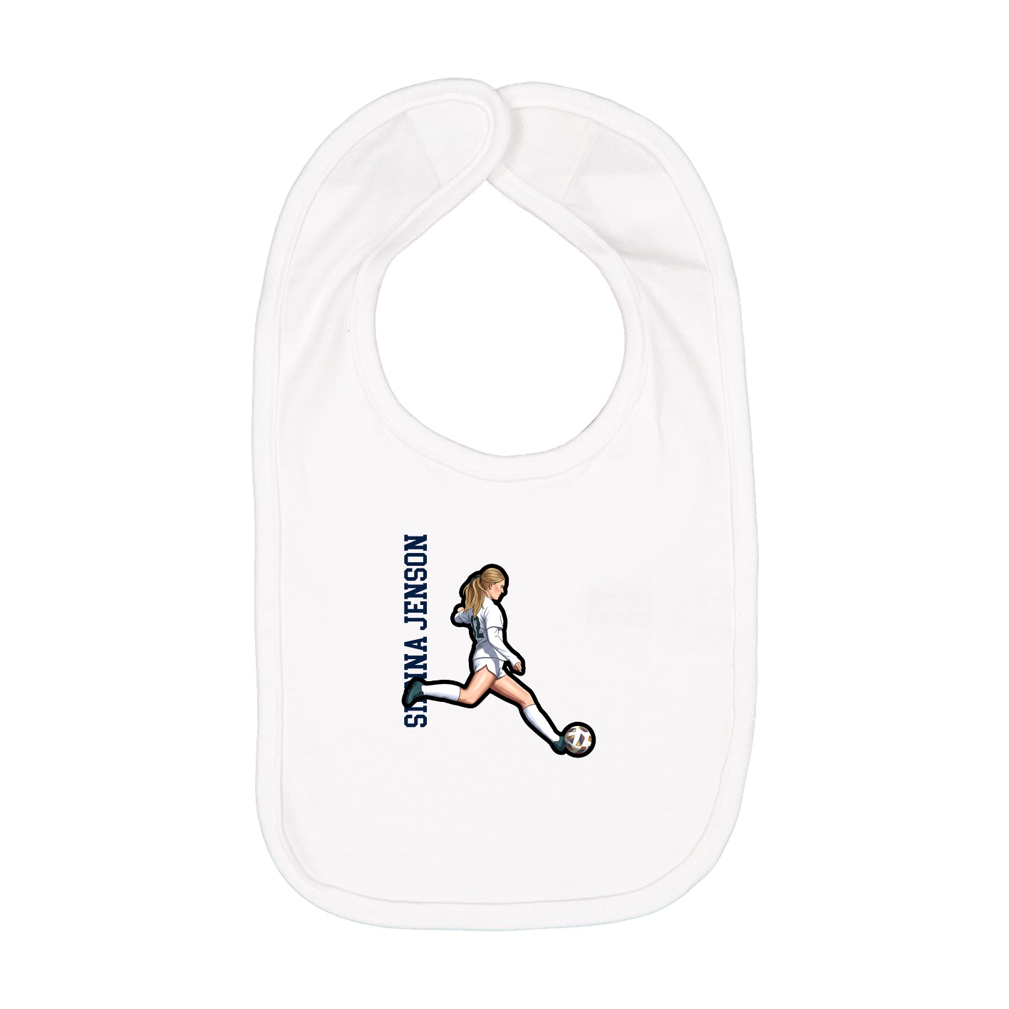 Infant Bib — Name Vertical in White