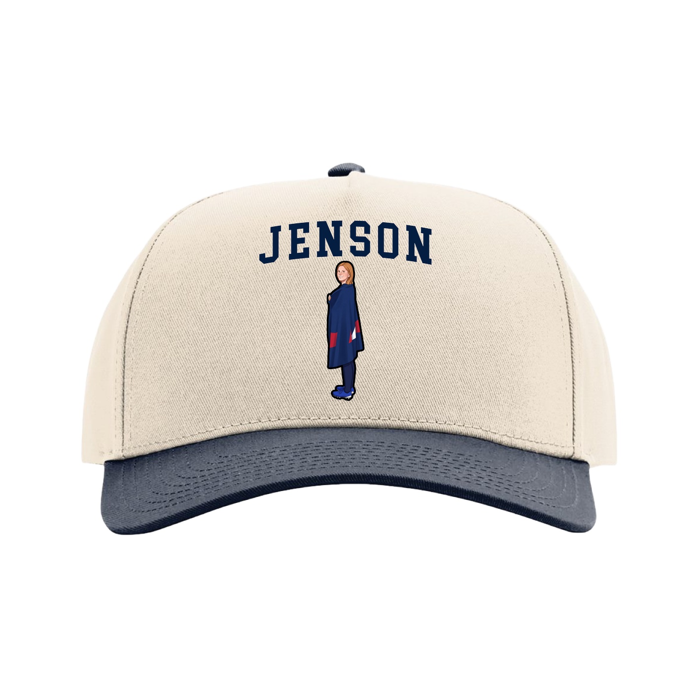 Full Fabric Five-Panel Champ Cap — Shirsey in Cream/Navy