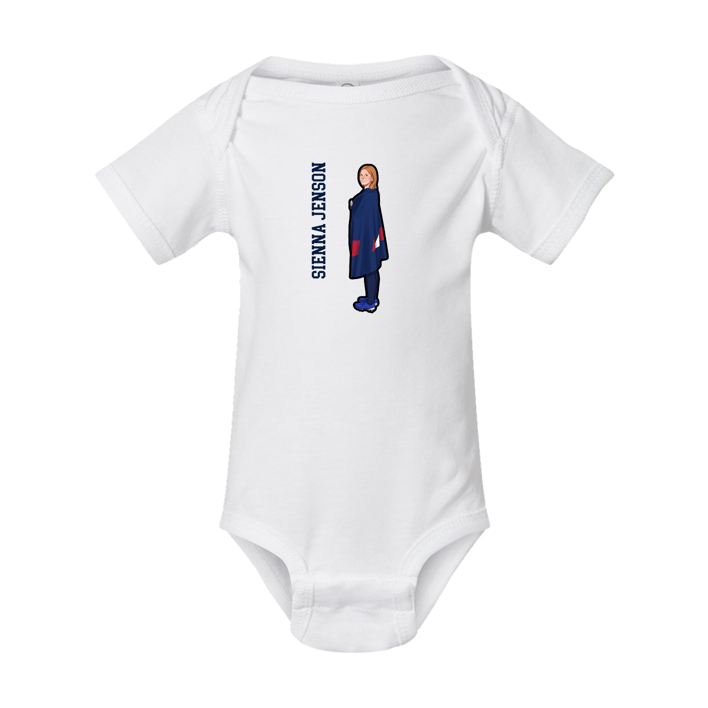 Baby Onesie — Name Vertical in White