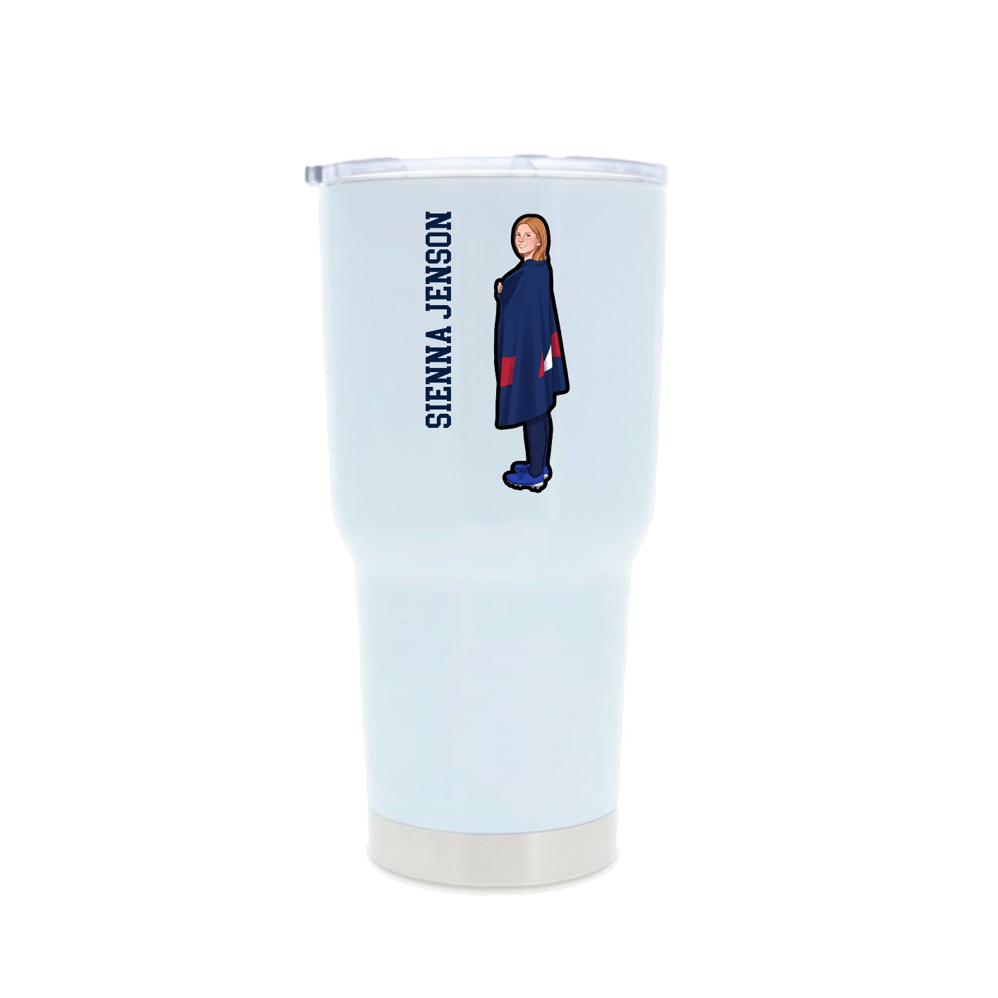 30oz Stainless Steel Tumbler — Name Vertical in White