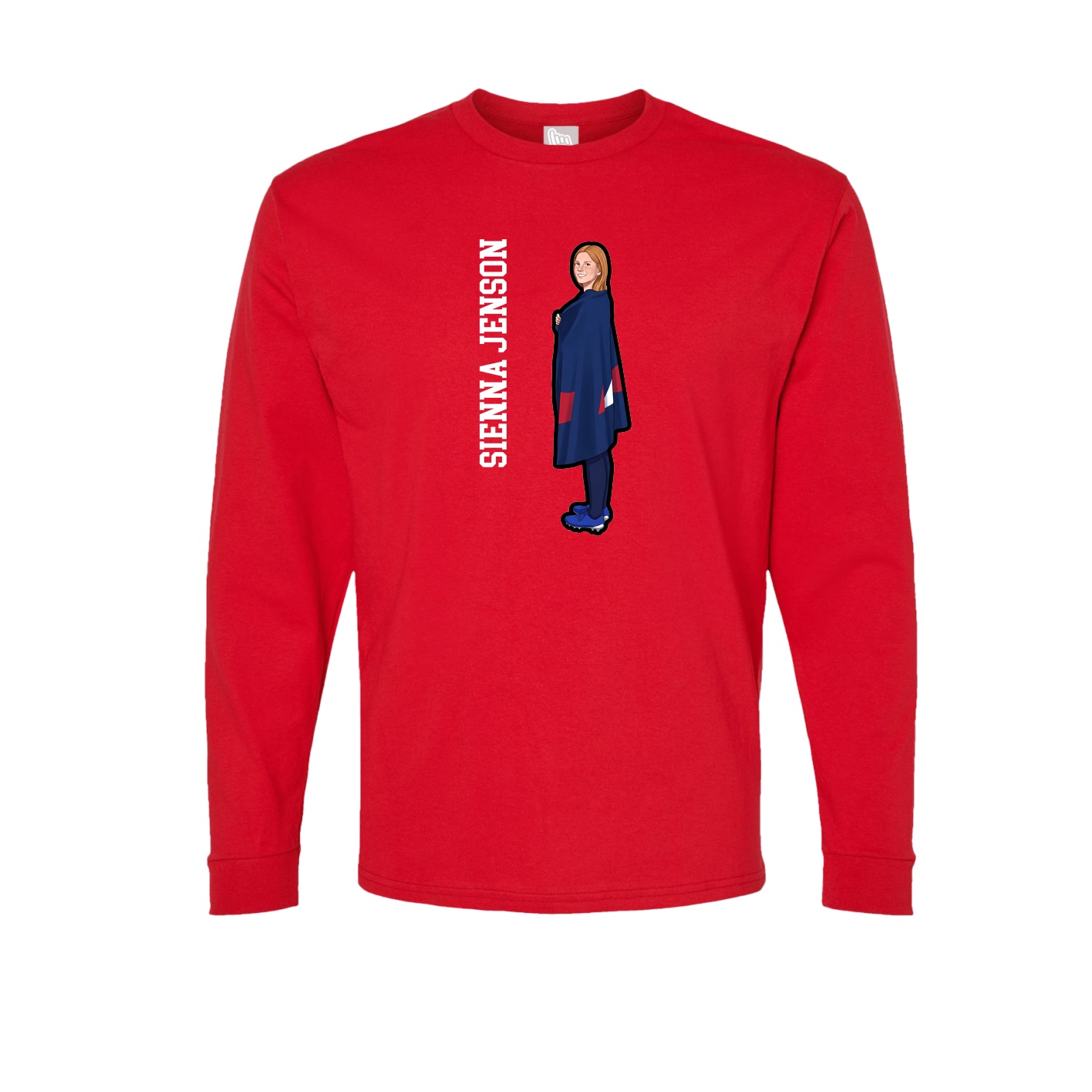 Long Sleeve Tee — Name Vertical in Red