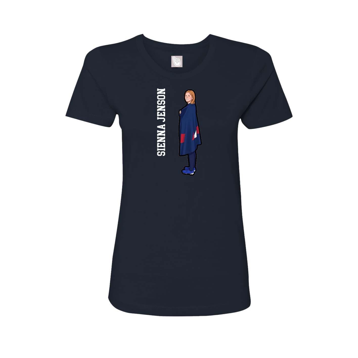 Womens Tee — Name Vertical in Navy