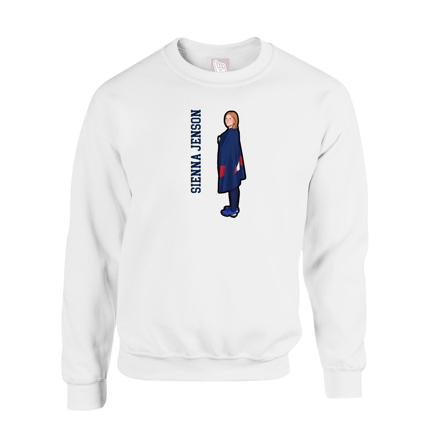 Fleece Crew — Name Vertical in White