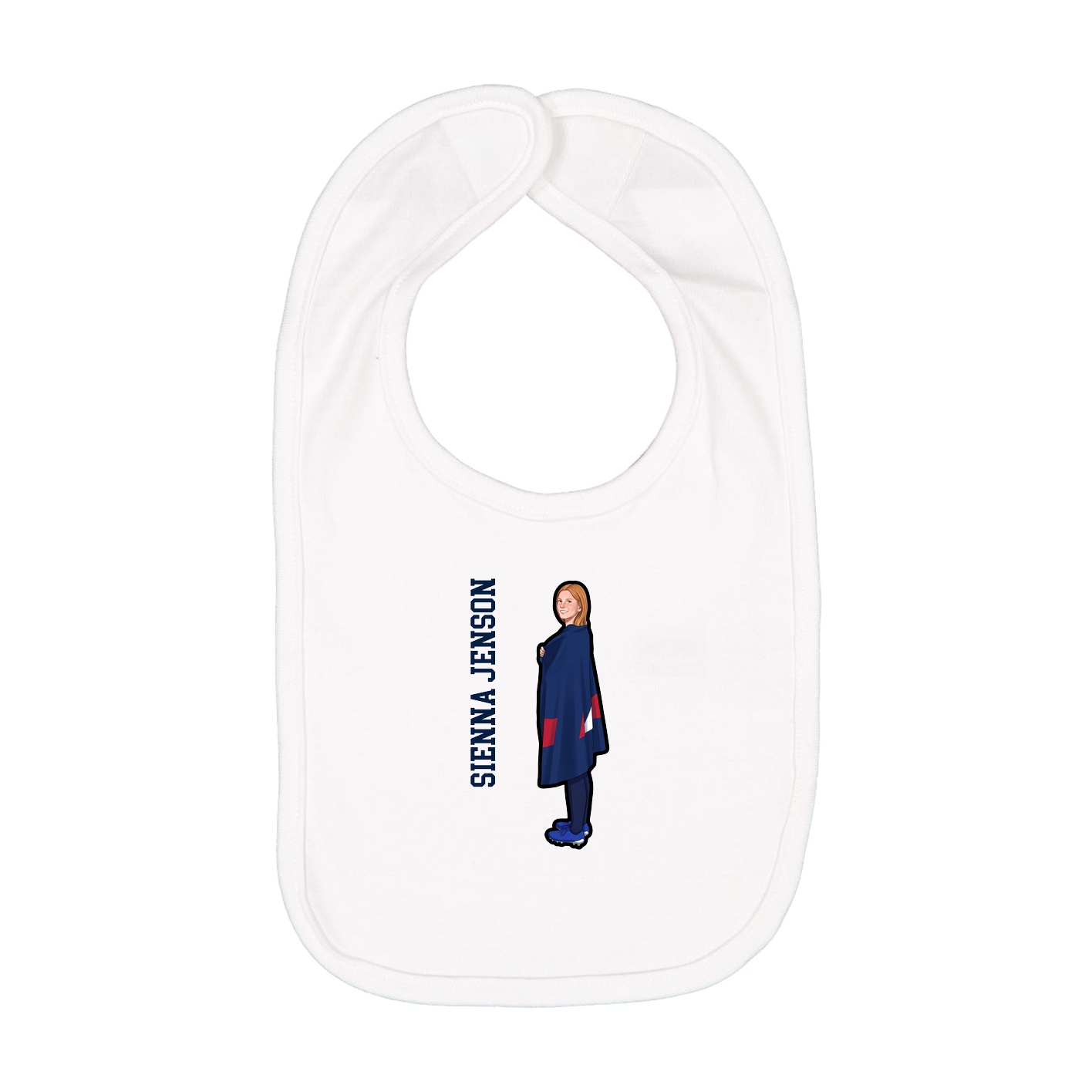 Infant Bib — Name Vertical in White