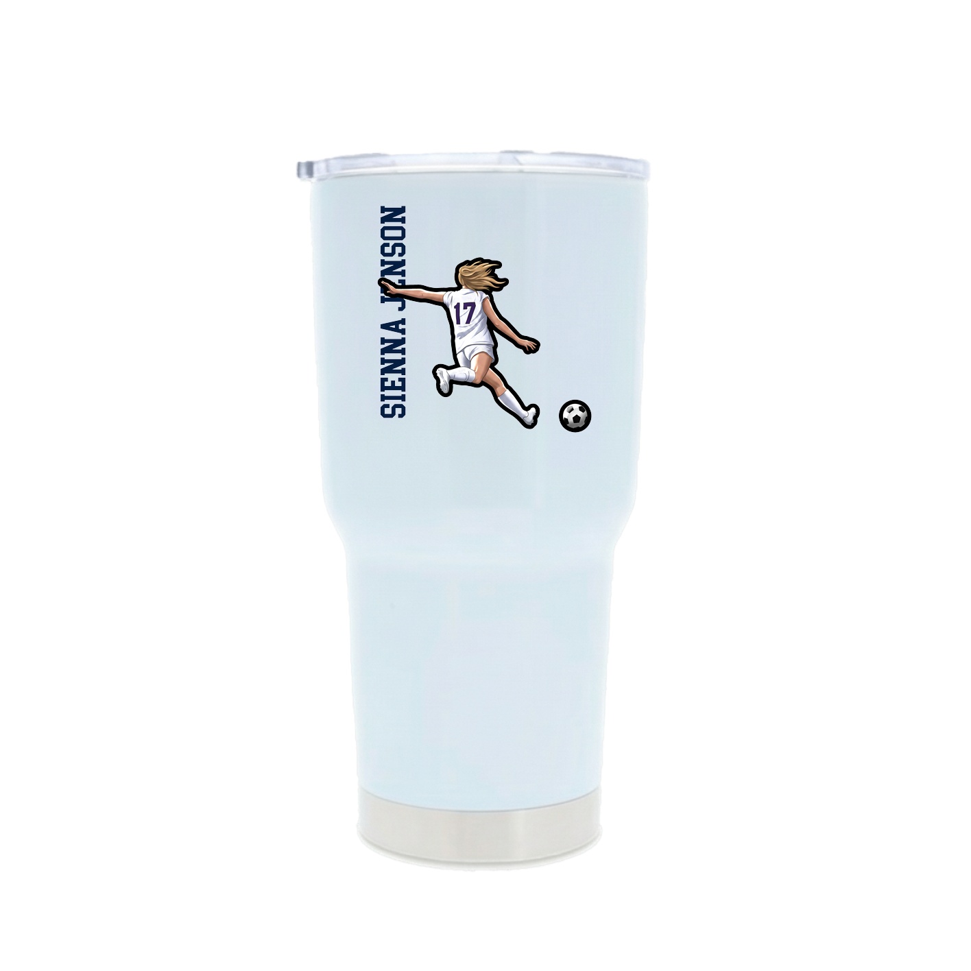 30oz Stainless Steel Tumbler — Name Vertical in White