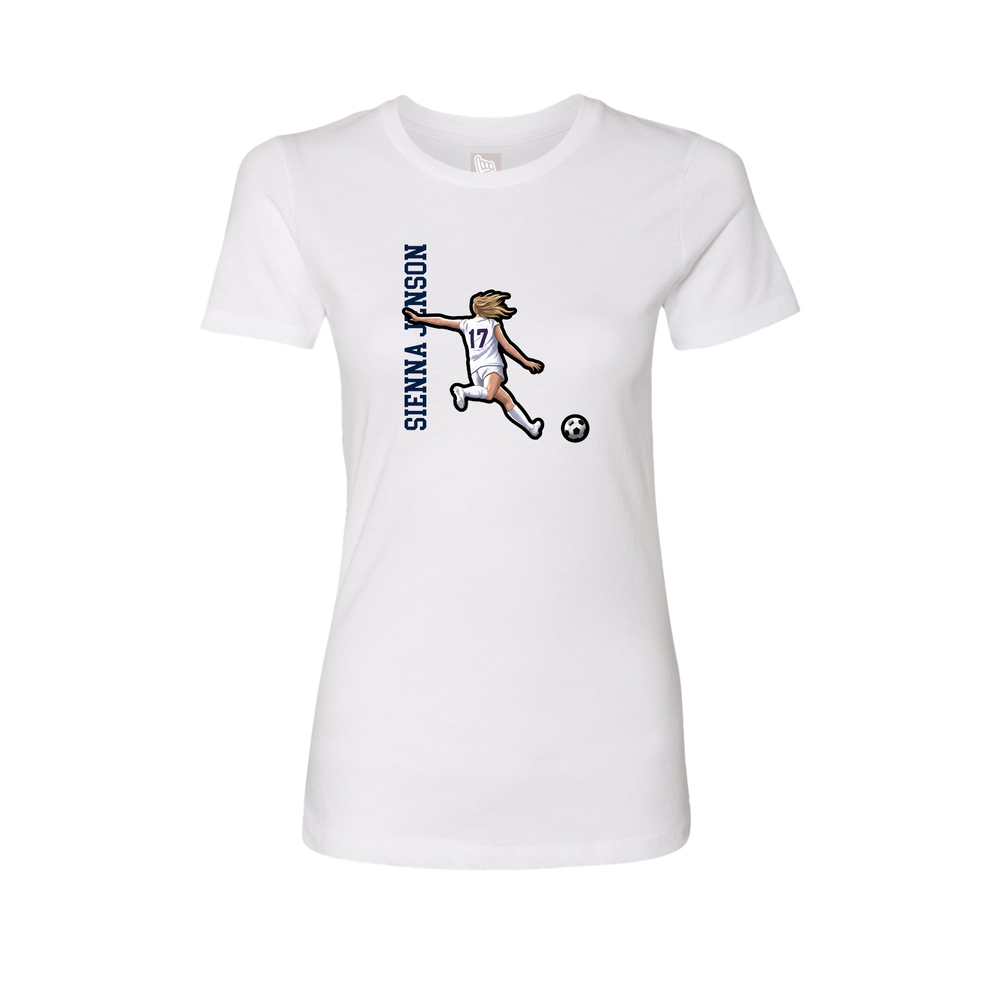 Womens Tee — Name Vertical in White