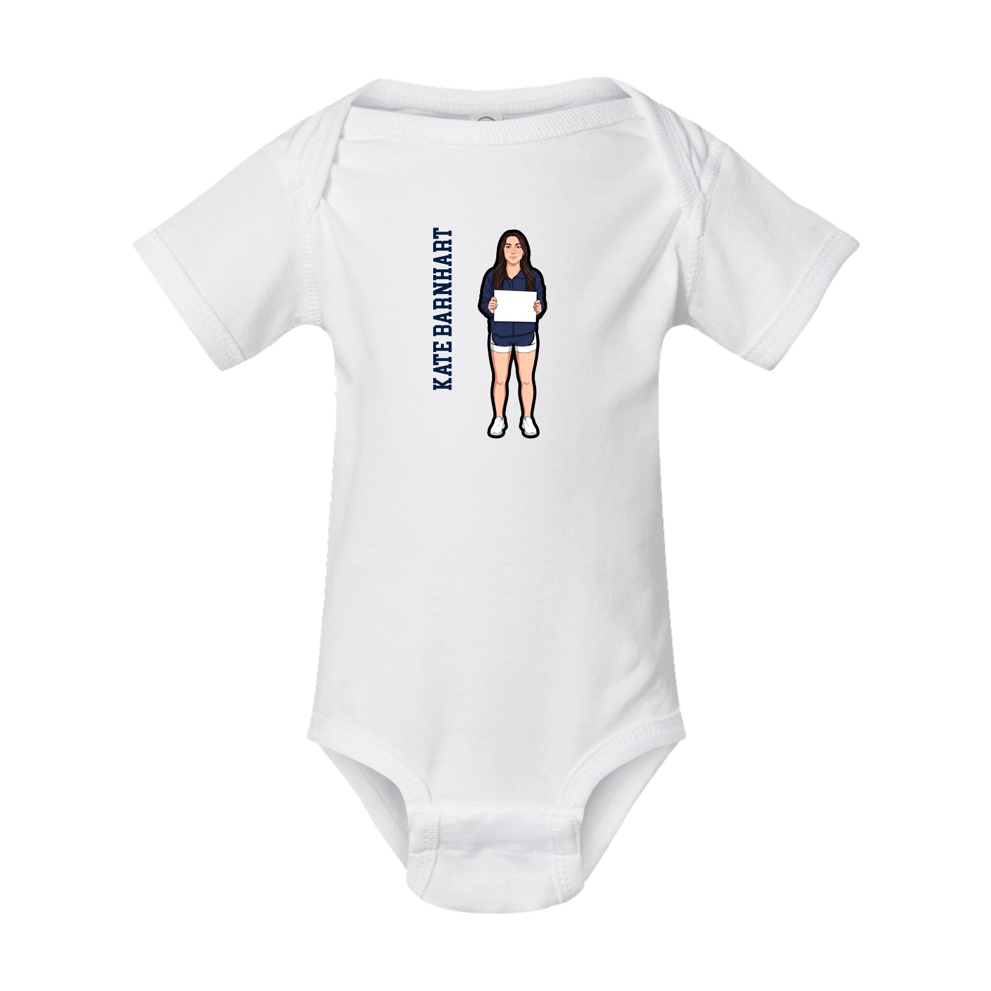 Baby Onesie — Name Vertical in White
