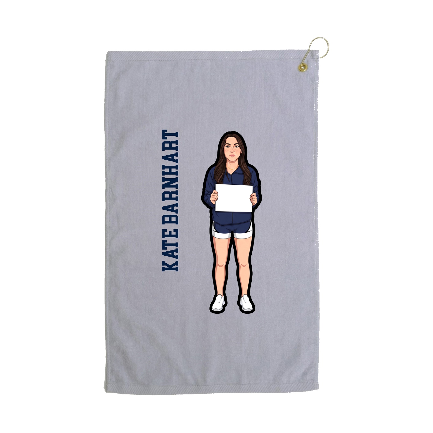 Golf Towel — Name Vertical in Grey