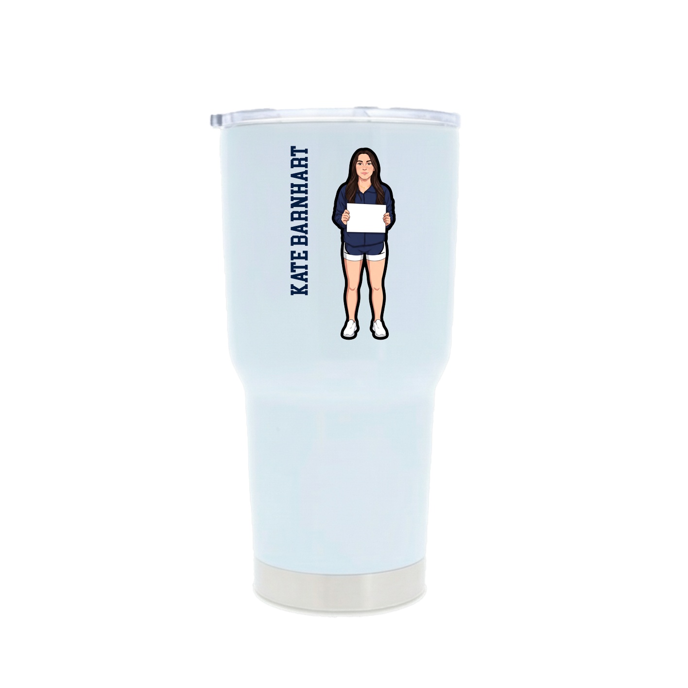 30oz Stainless Steel Tumbler — Name Vertical in White